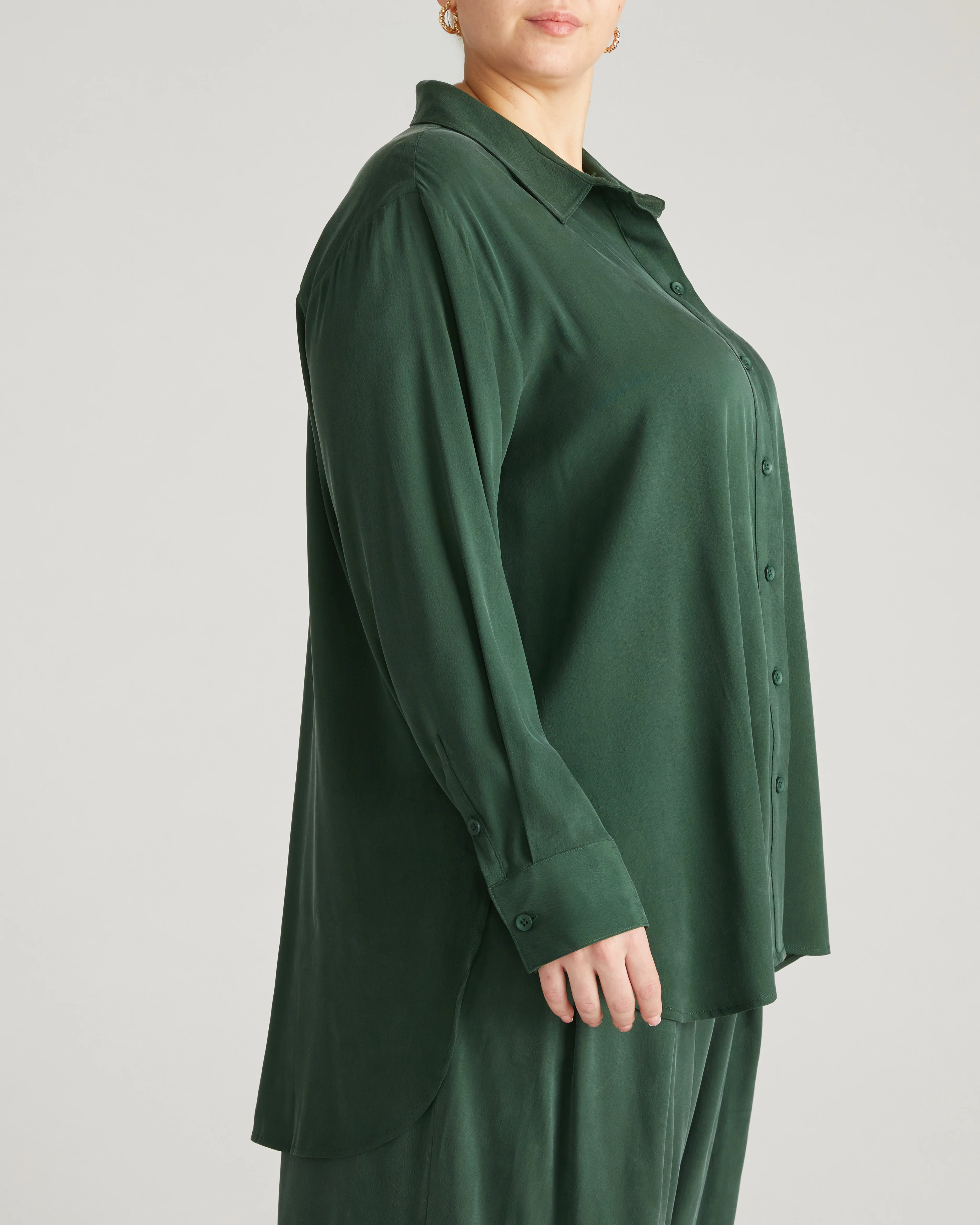 Cooling Stretch Cupro Artist Shirt - Forest Green - Image 4