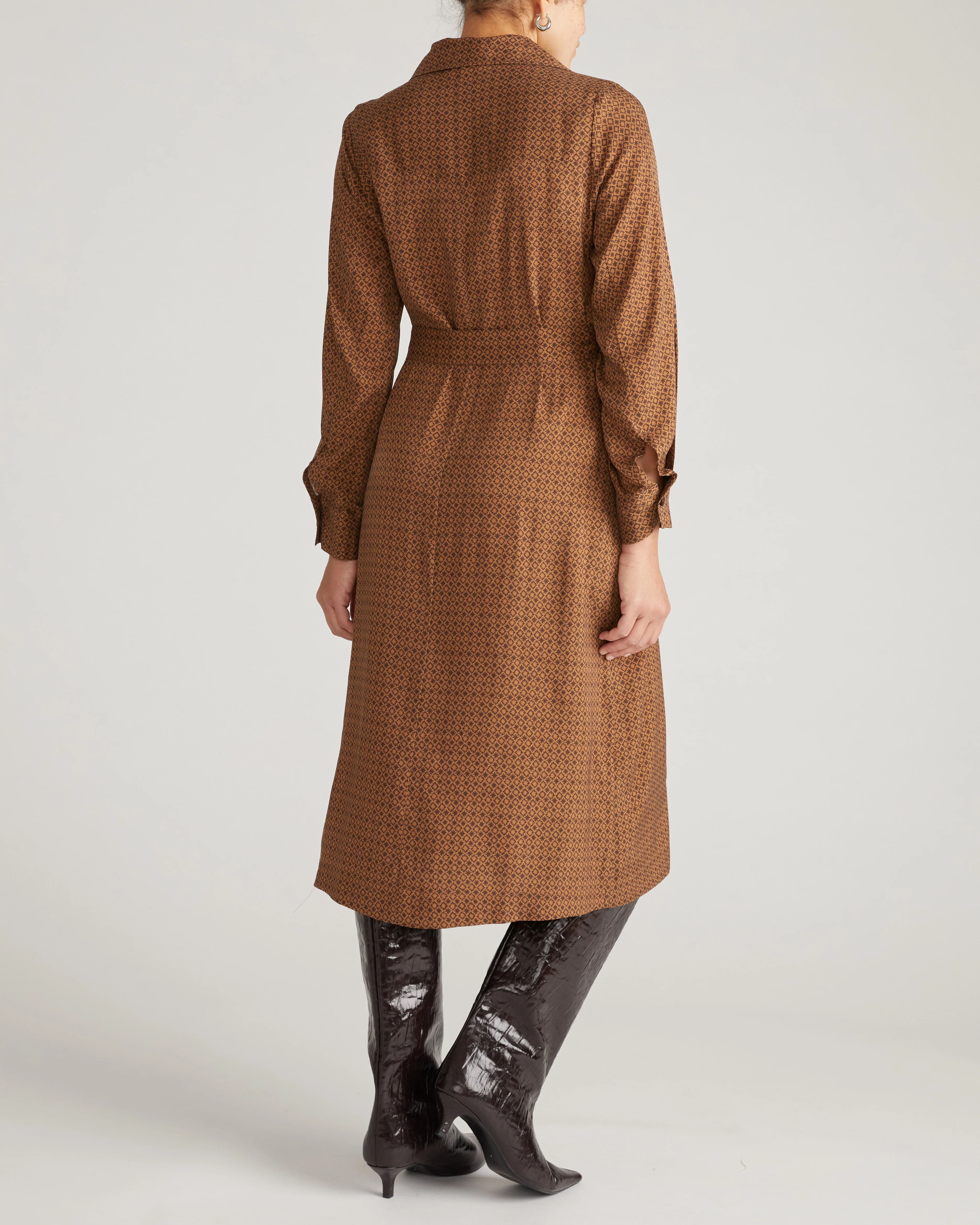 Cooling Stretch Cupro Savannah Dress - Brown Hacienda Print - Image 5