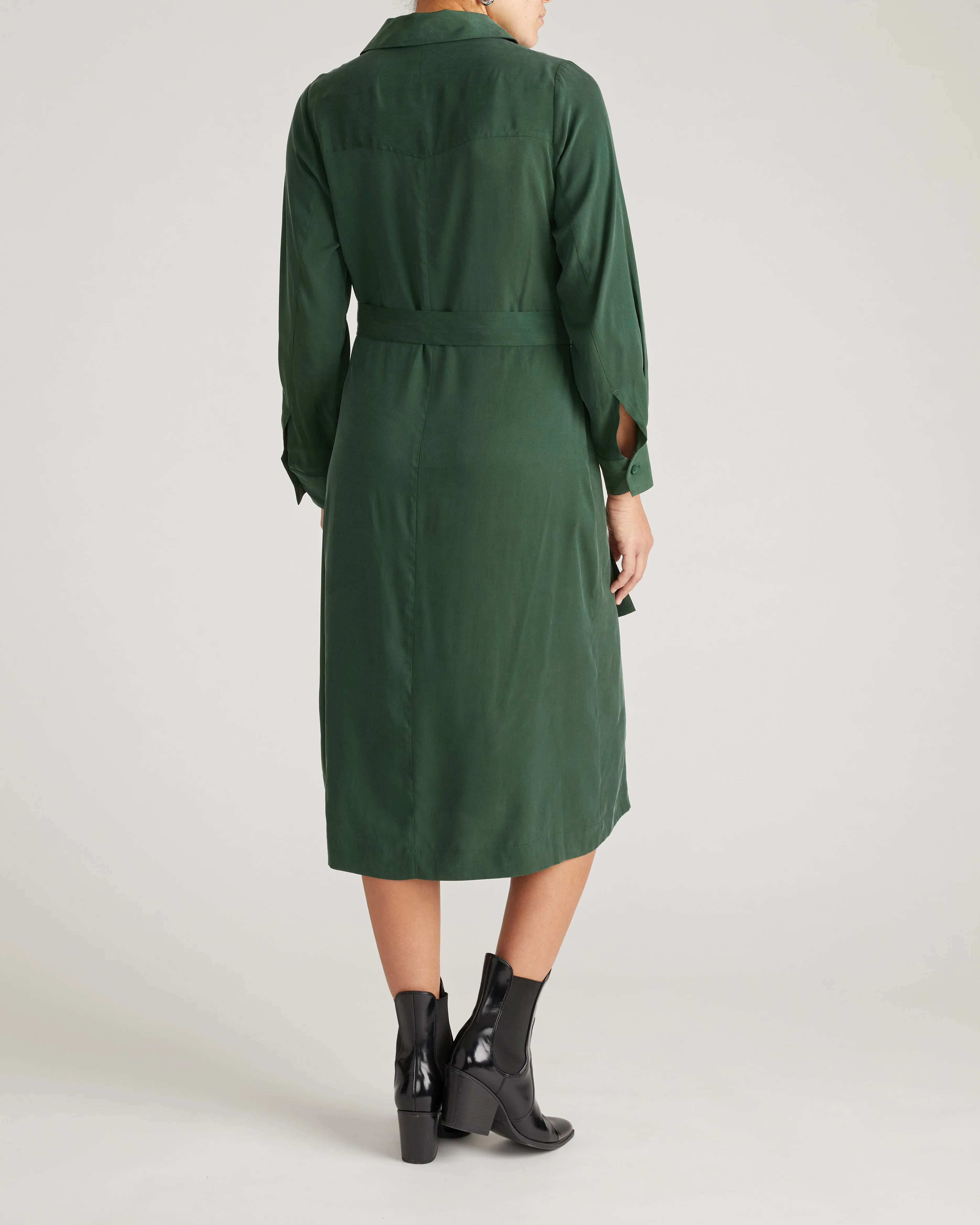 Cooling Stretch Cupro Savannah Dress - Forest Green - Image 5