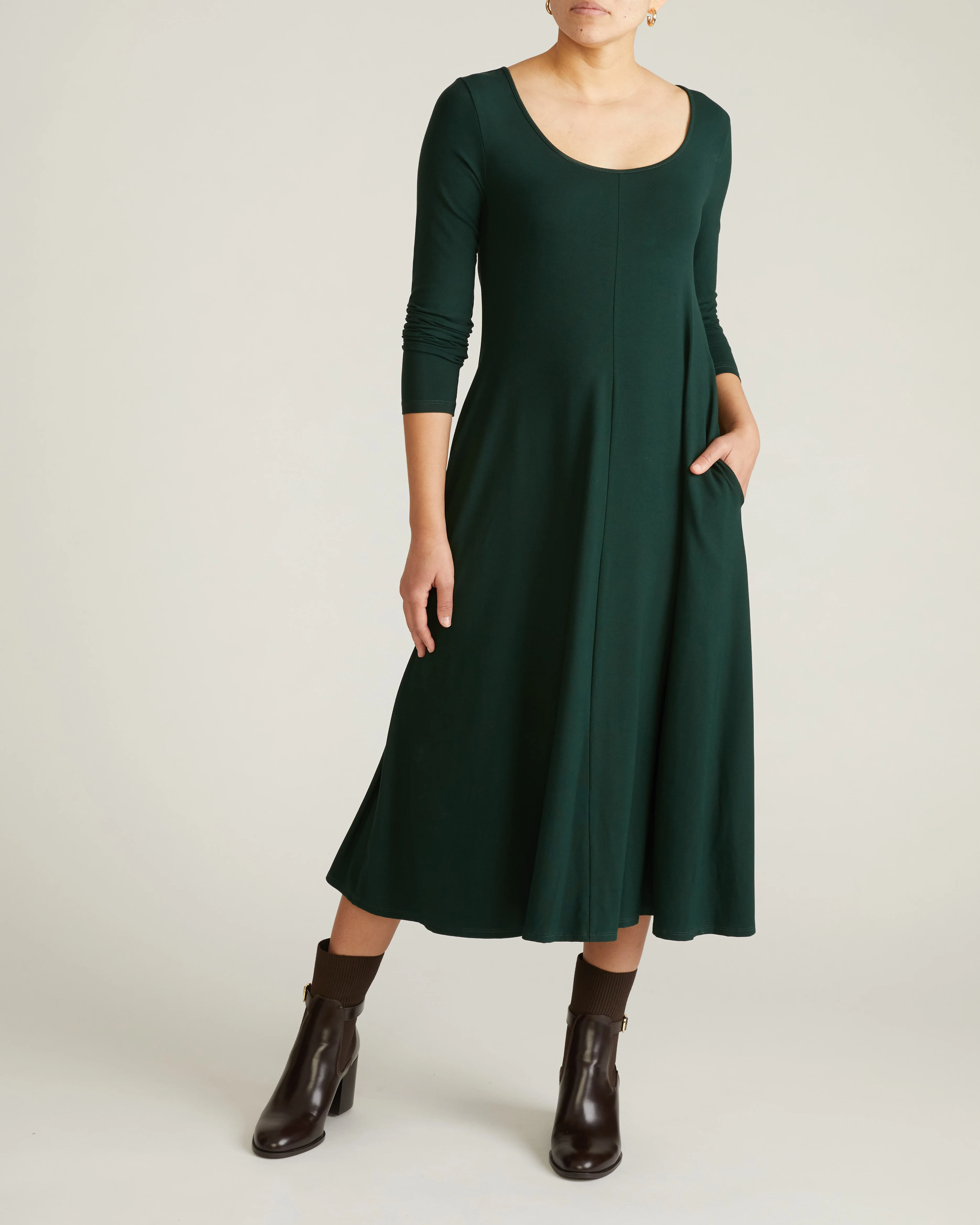 Cora Divine Jersey Dress - Forest Green - Image 2