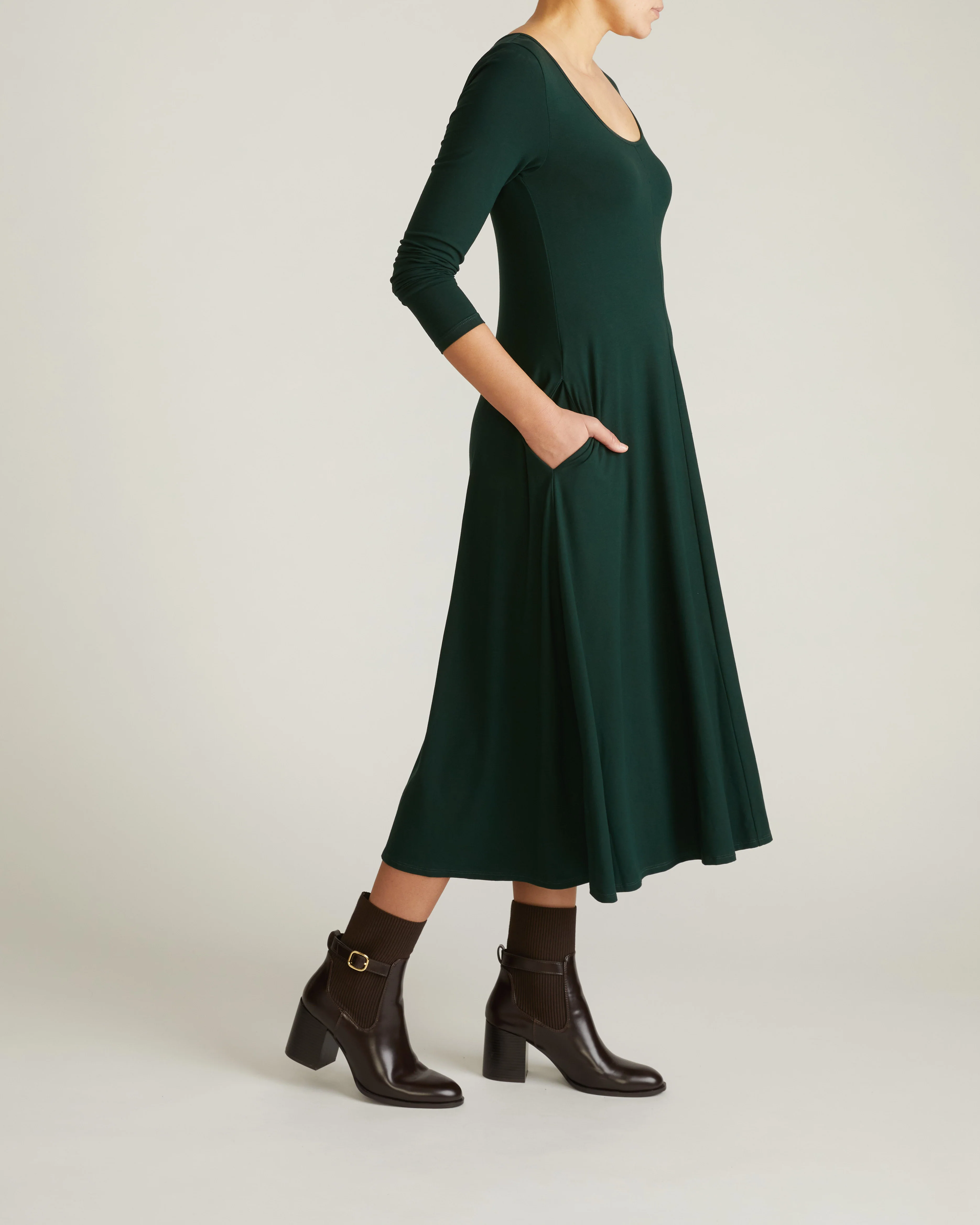 Cora Divine Jersey Dress - Forest Green - Image 3