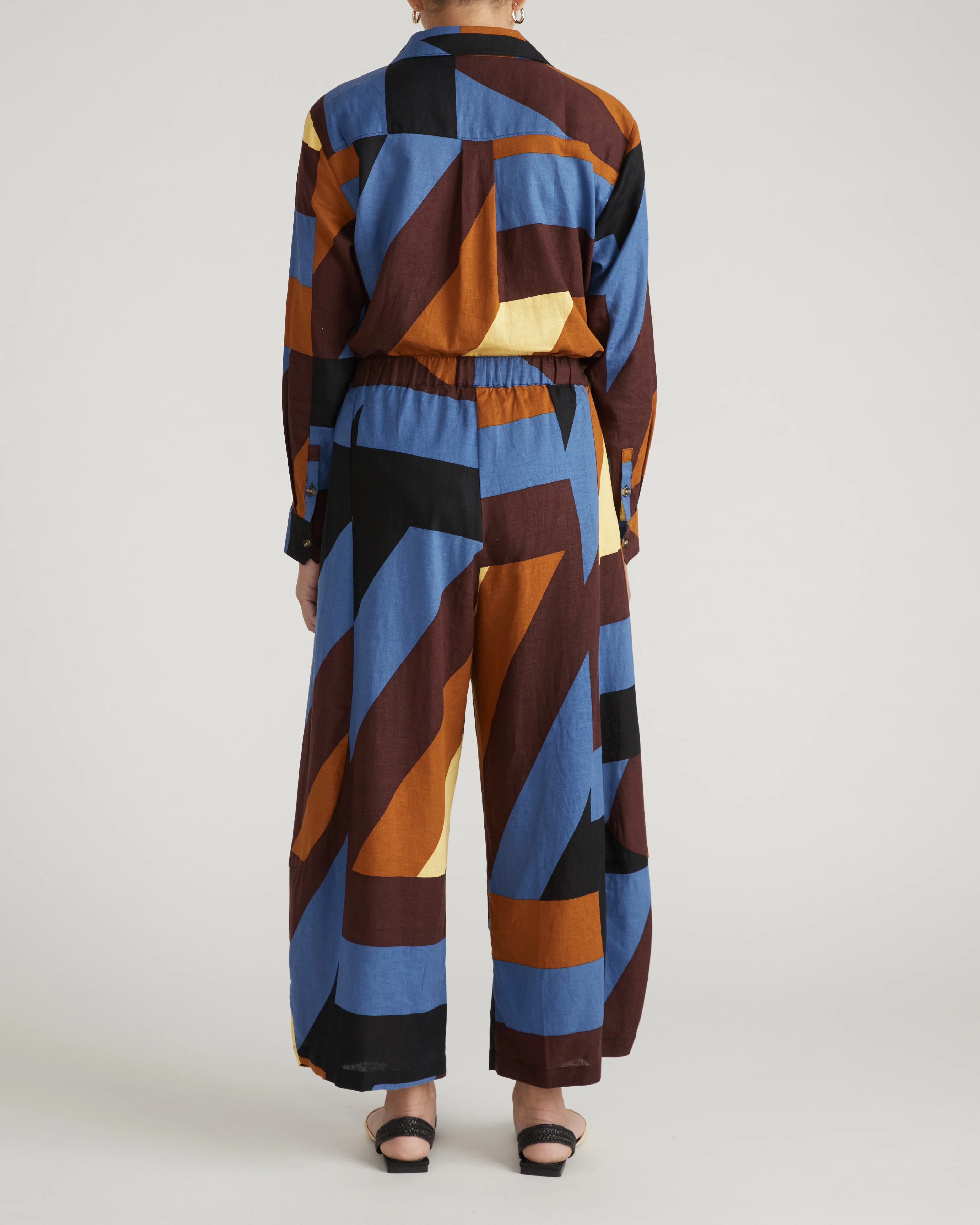 Cosma Barrel Leg Linen Pants - Beach Ombra Print - Image 4