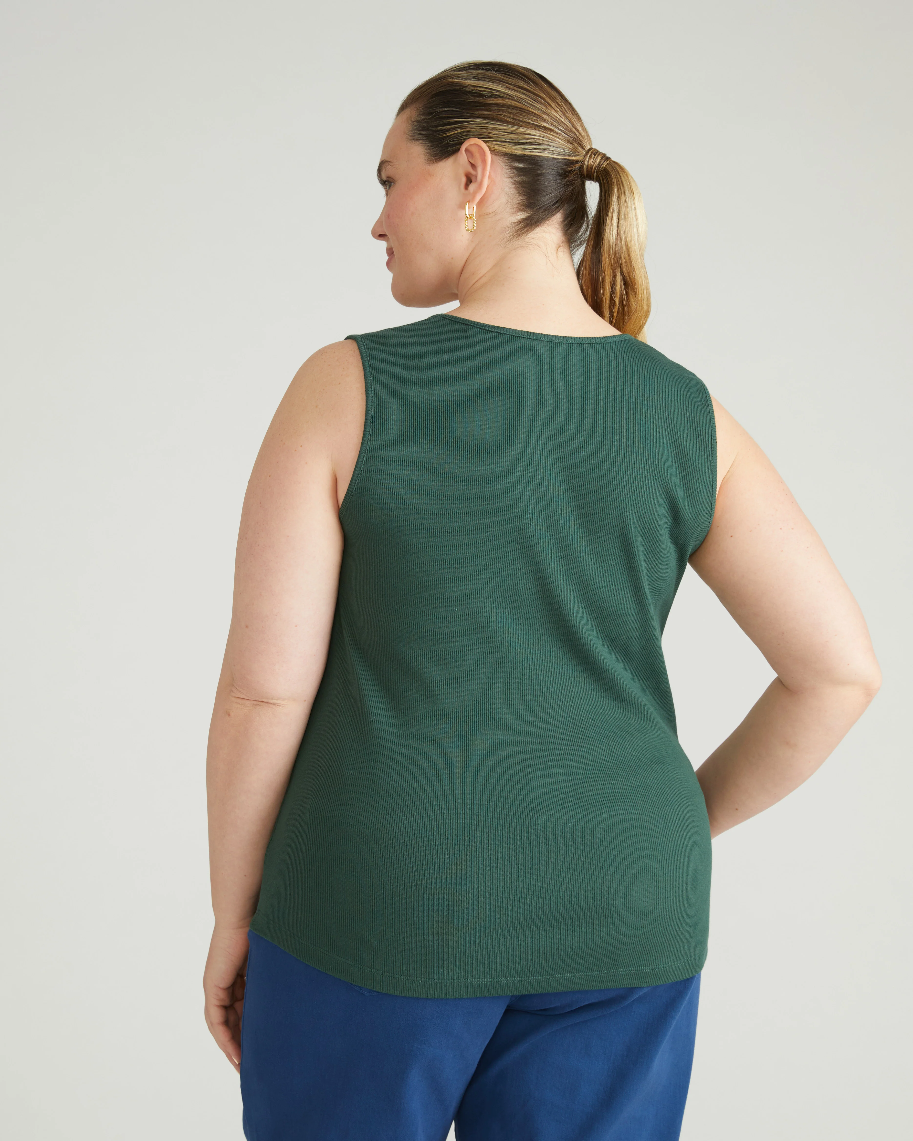 Daisy Ribbed Tank - Conifer - Image 3