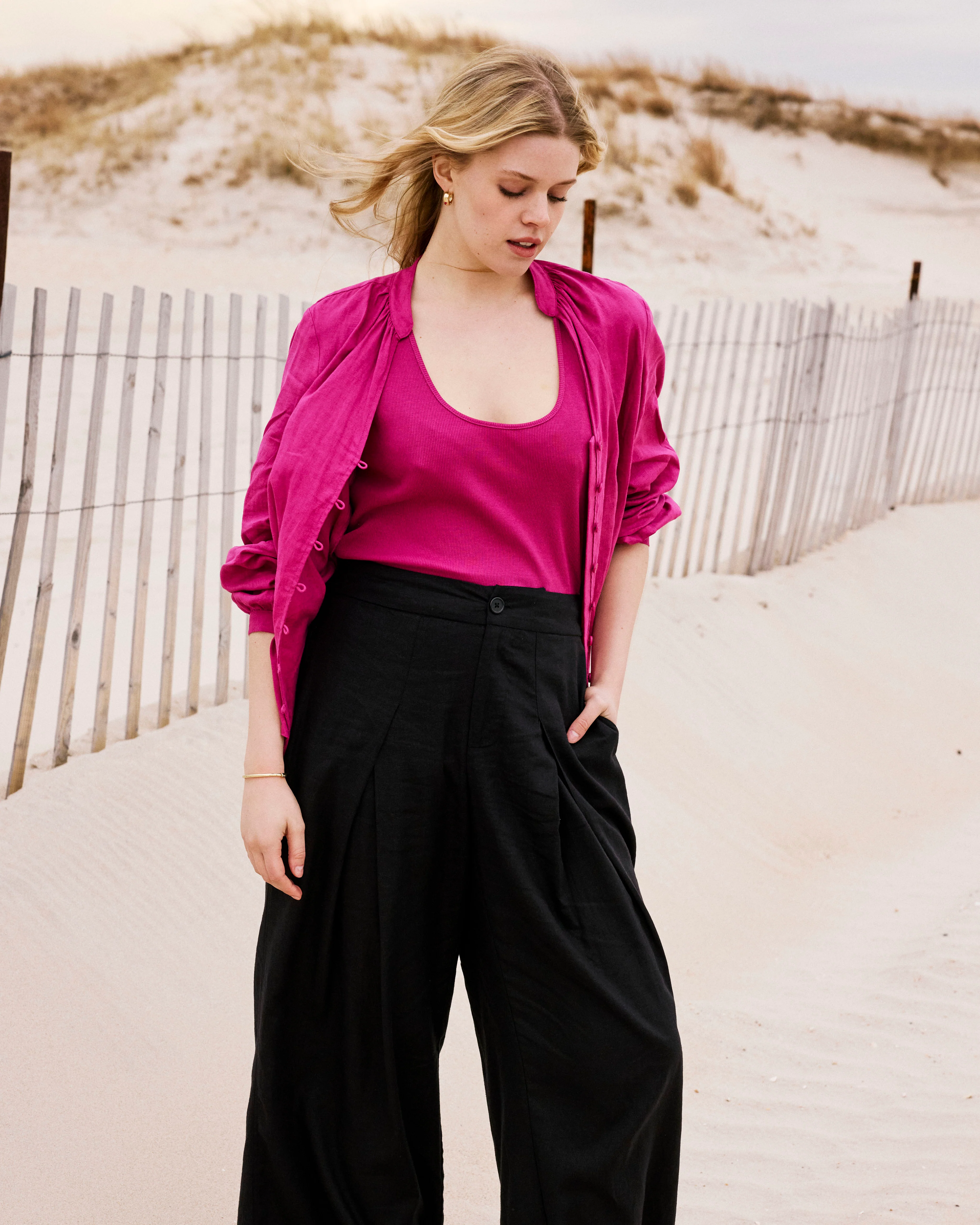 Daisy Ribbed Tank - Hyper Pink - Image 5