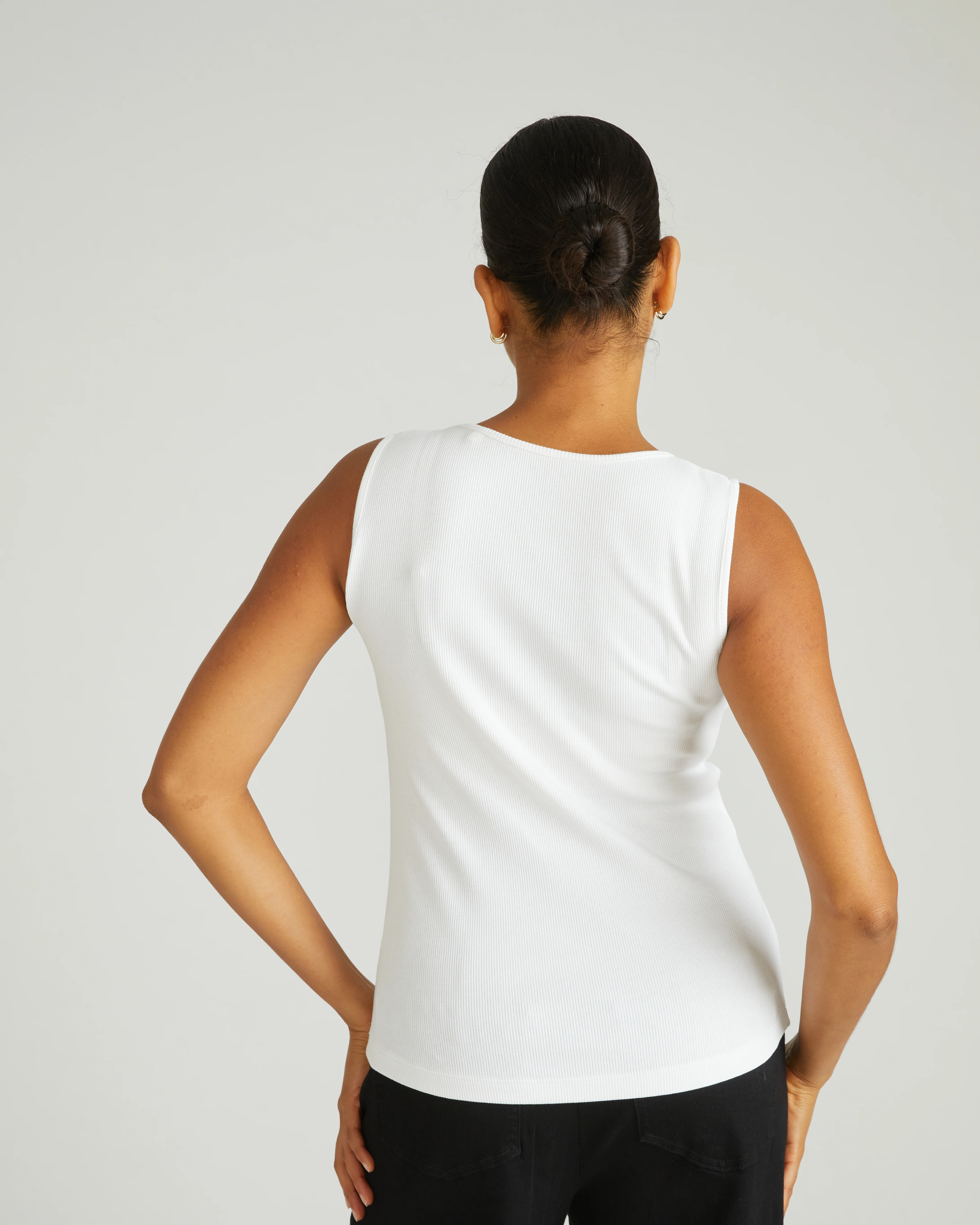 Daisy Ribbed Tank - White - Image 3