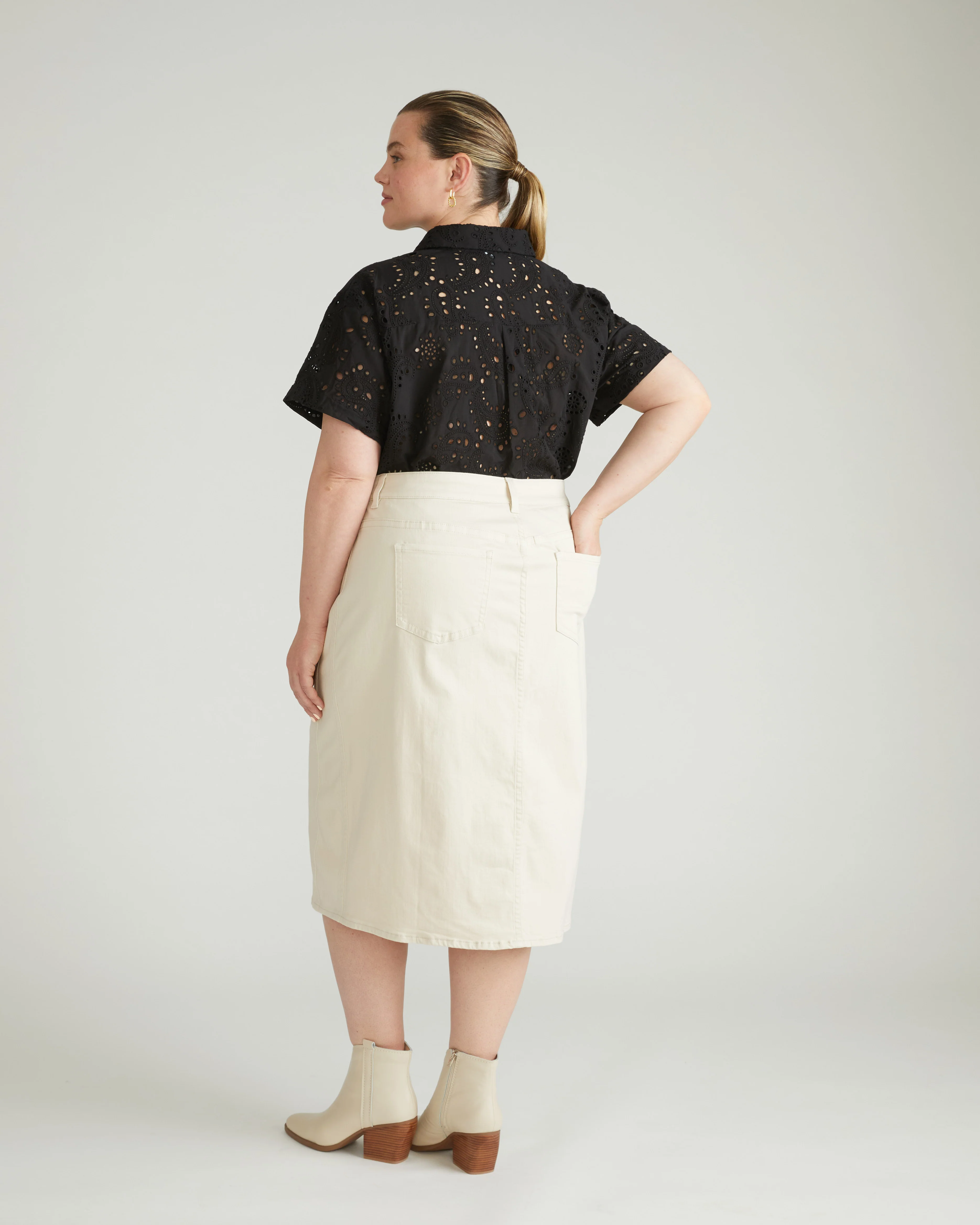 Dakota Denim Skirt - Ecru - Image 3