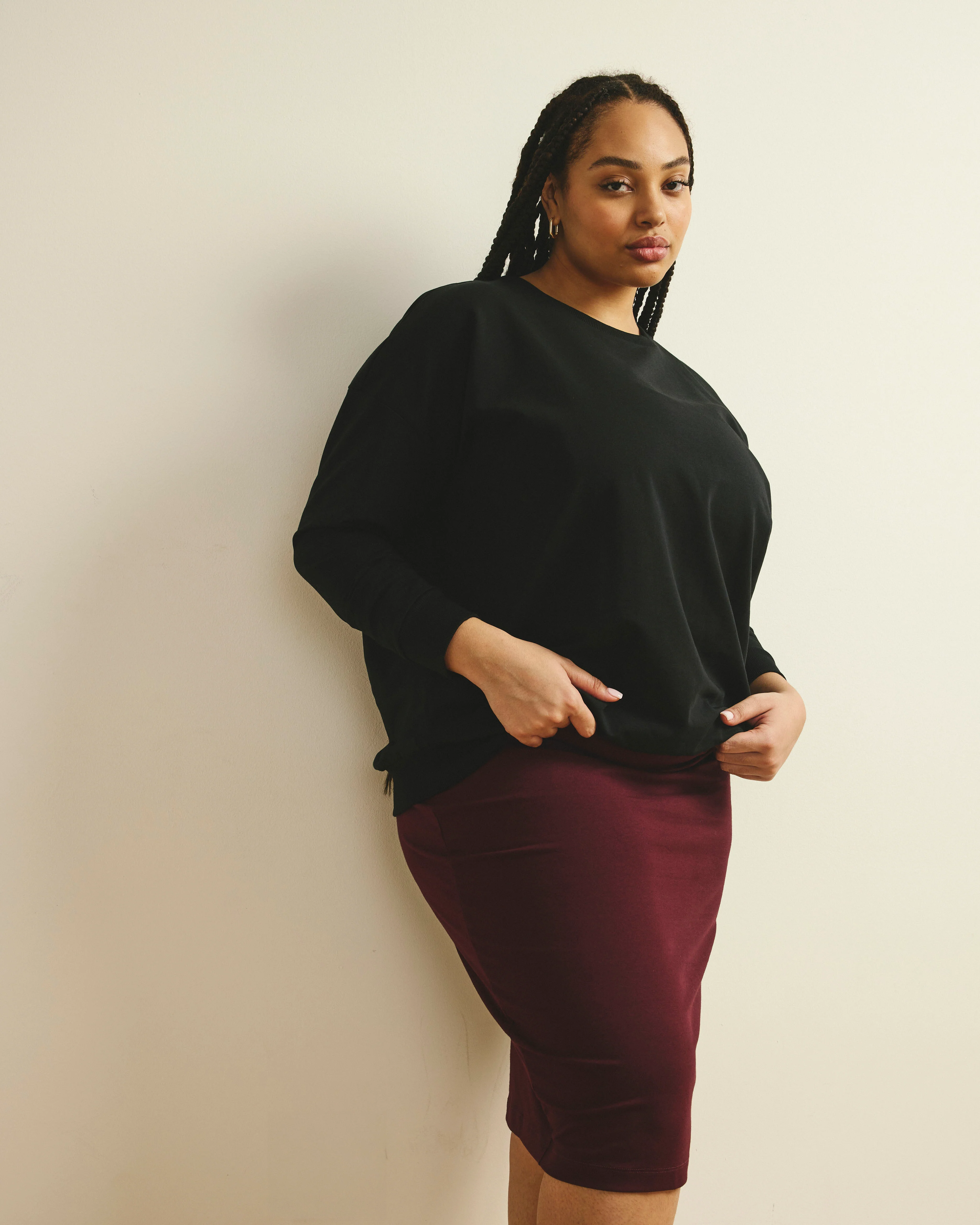 Danube Jersey Skirt - Black Cherry - Image 2