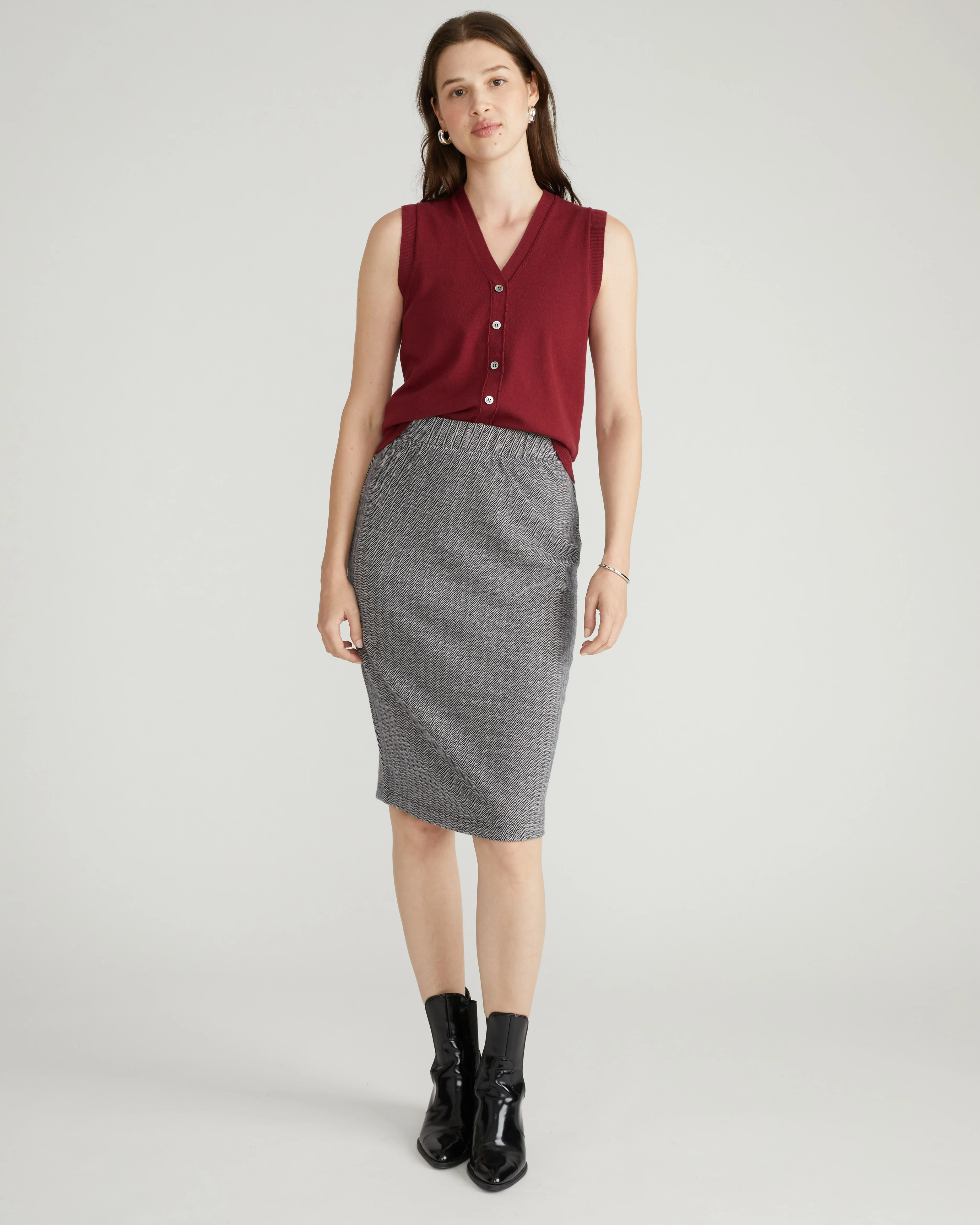 Danube Ponte Skirt - Herringbone Tweed - Image 3