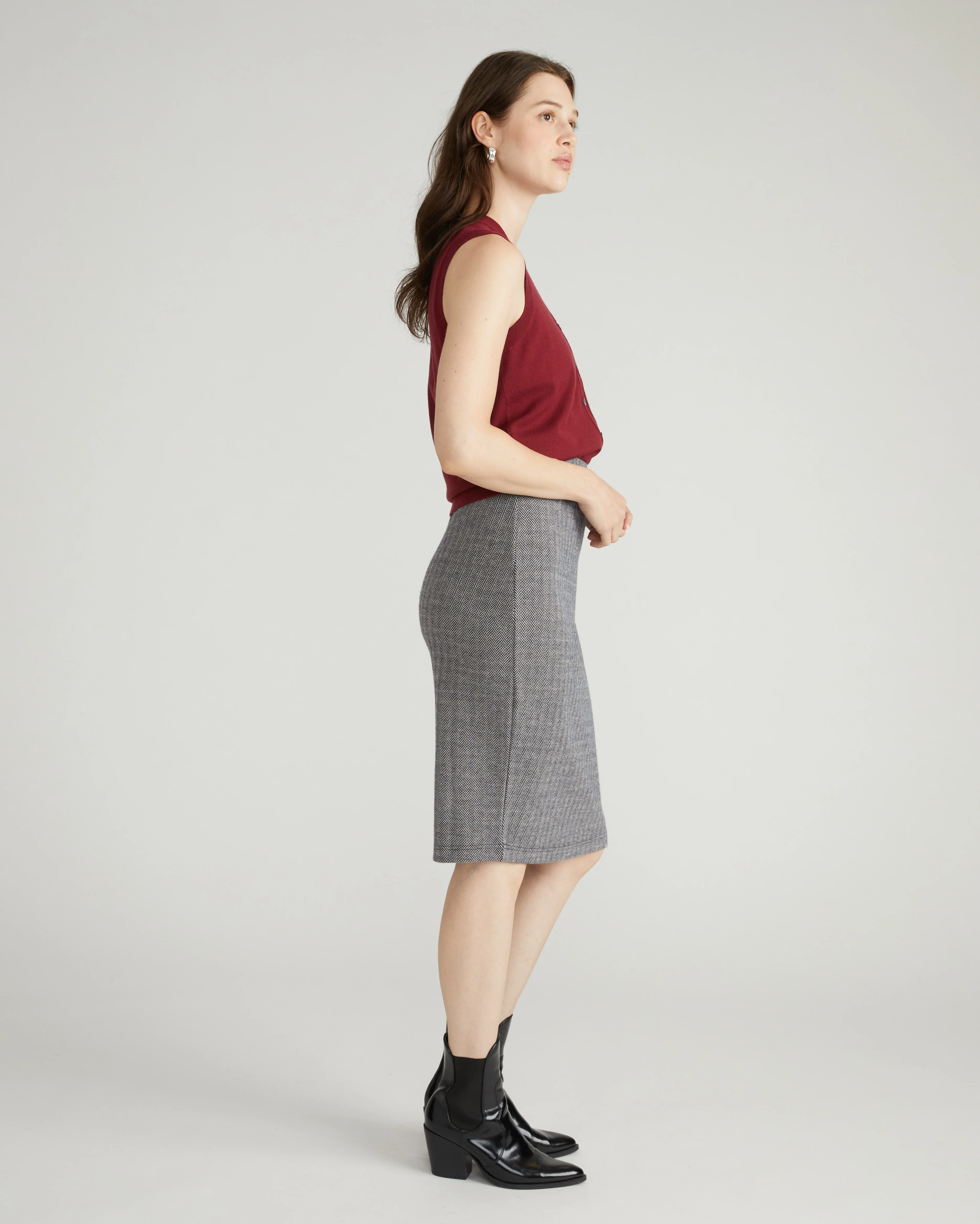 Danube Ponte Skirt - Herringbone Tweed - Image 4