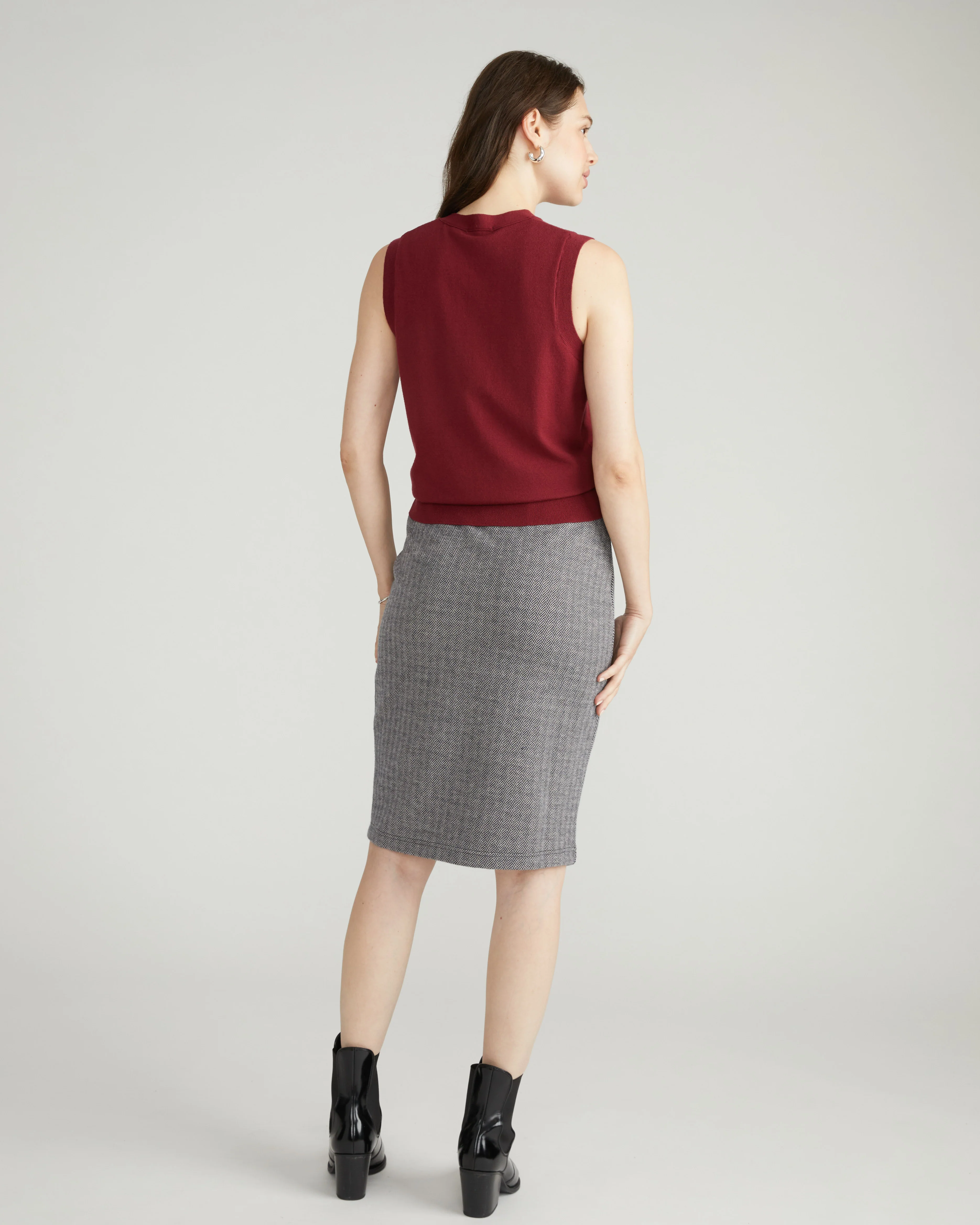 Danube Ponte Skirt - Herringbone Tweed - Image 5