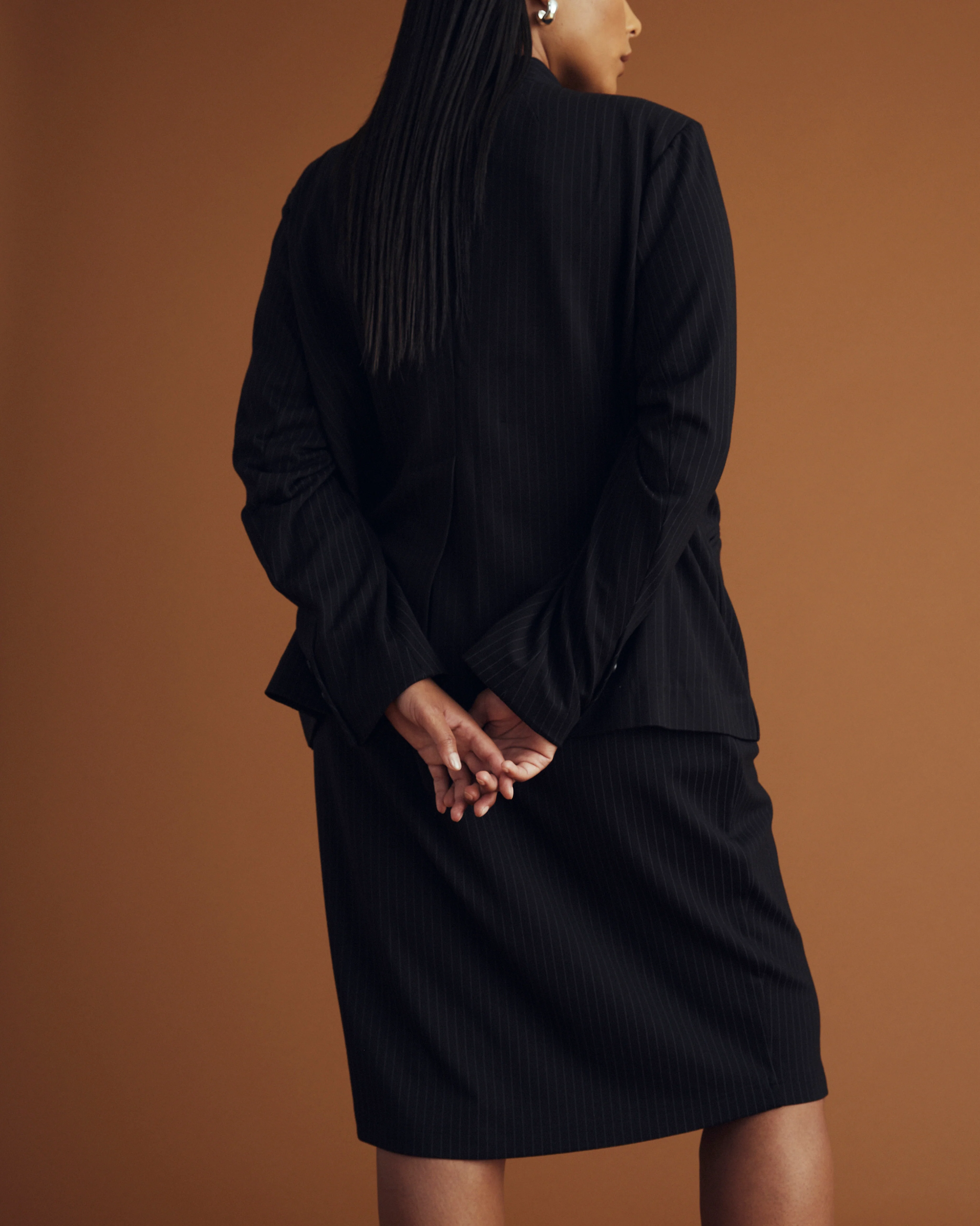 Danube Ponte Skirt - Slate Pinstripe - Image 7