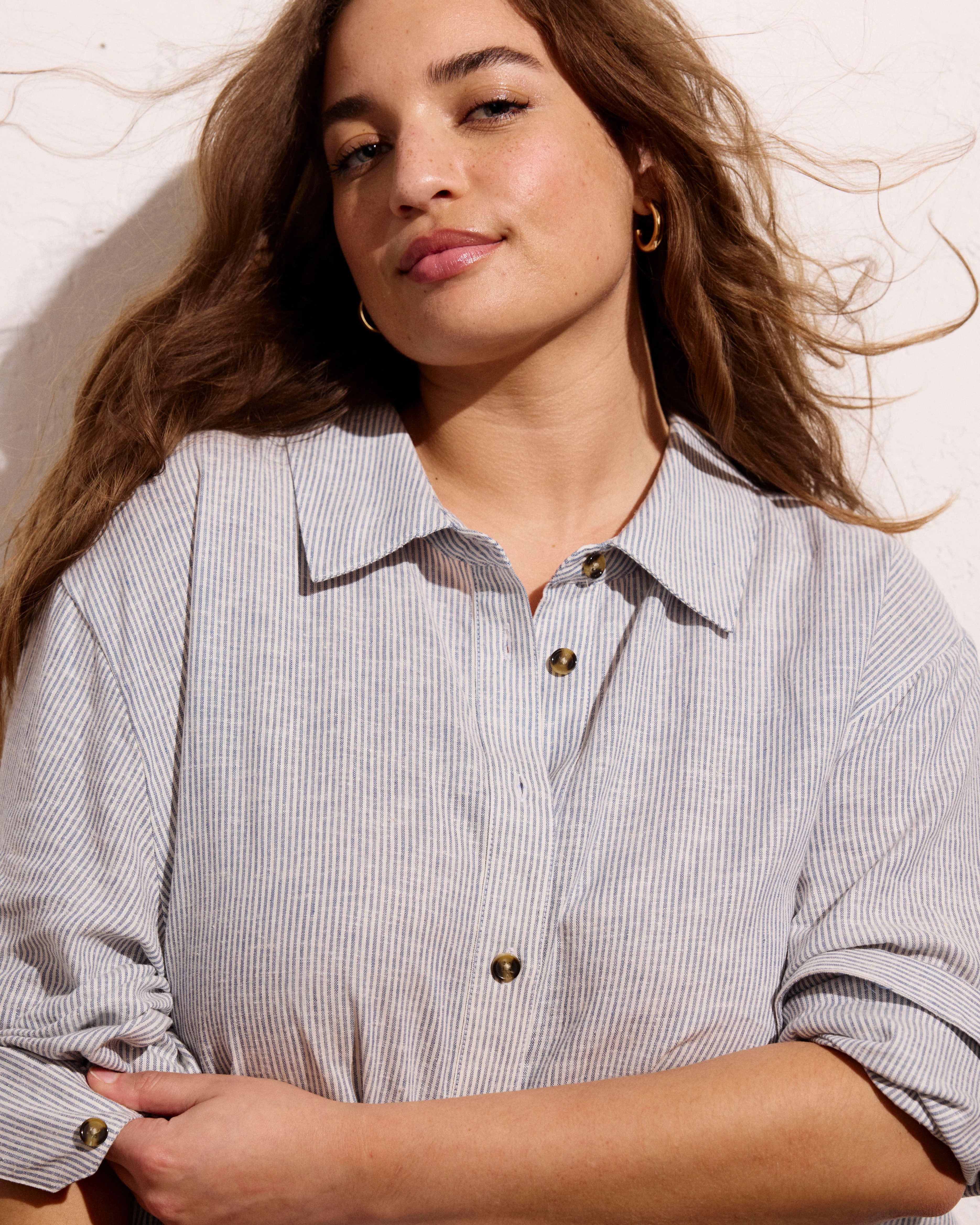 Dawn Linen Hi Low Tunic - Beach Stripe - Image 3