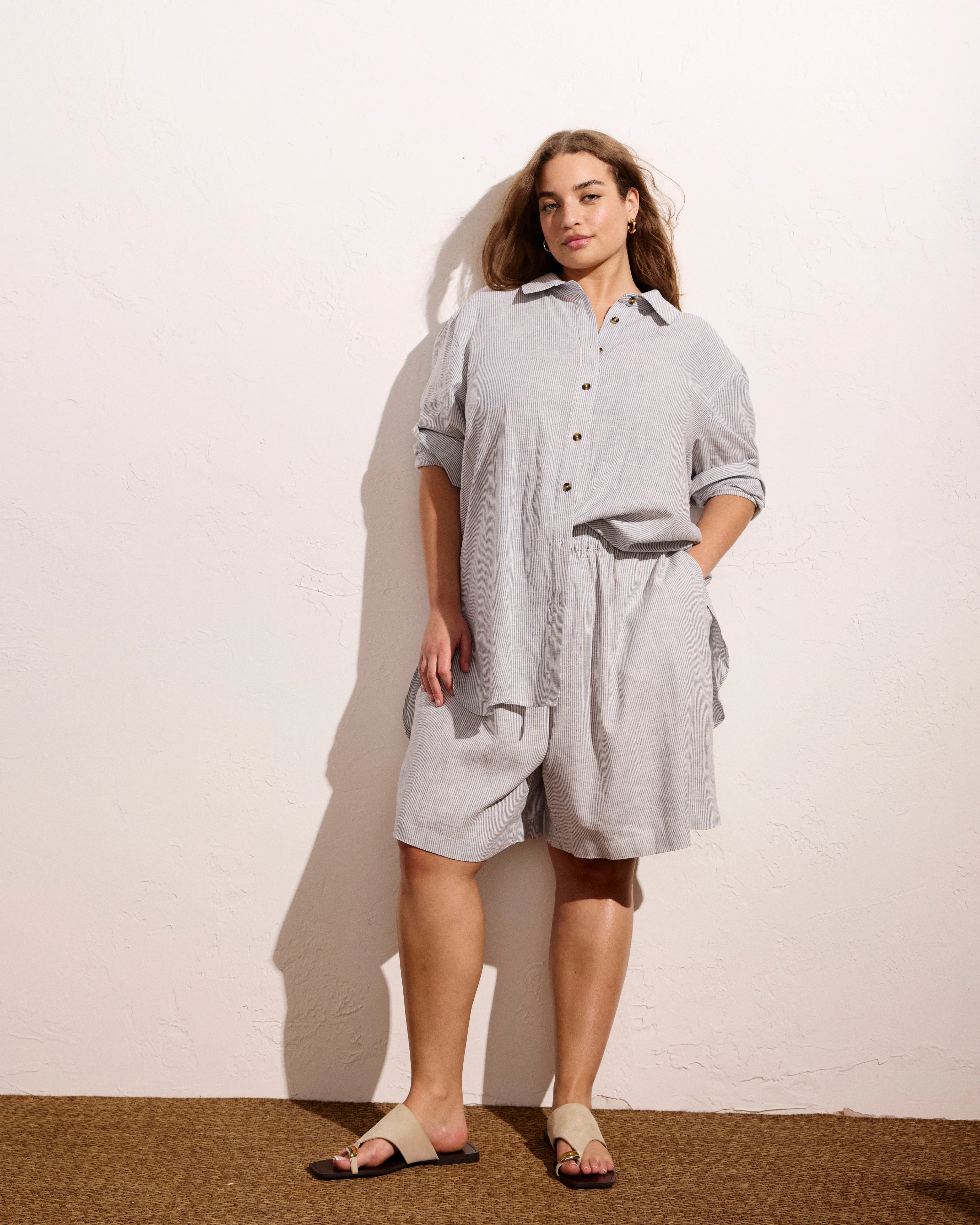 Dawn Linen Hi Low Tunic - Beach Stripe - Image 4