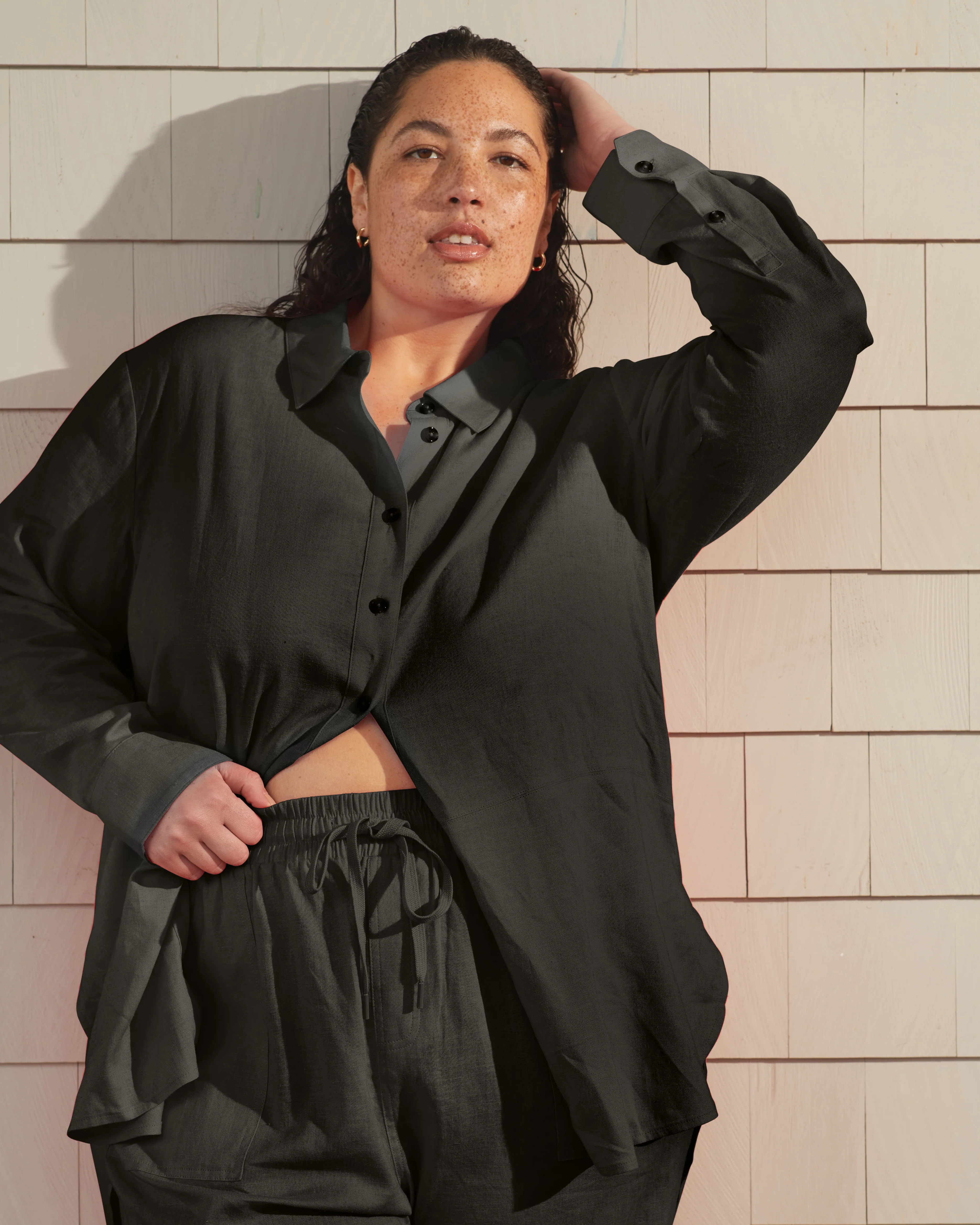 Dawn Linen Hi Low Tunic - Black - Image 4