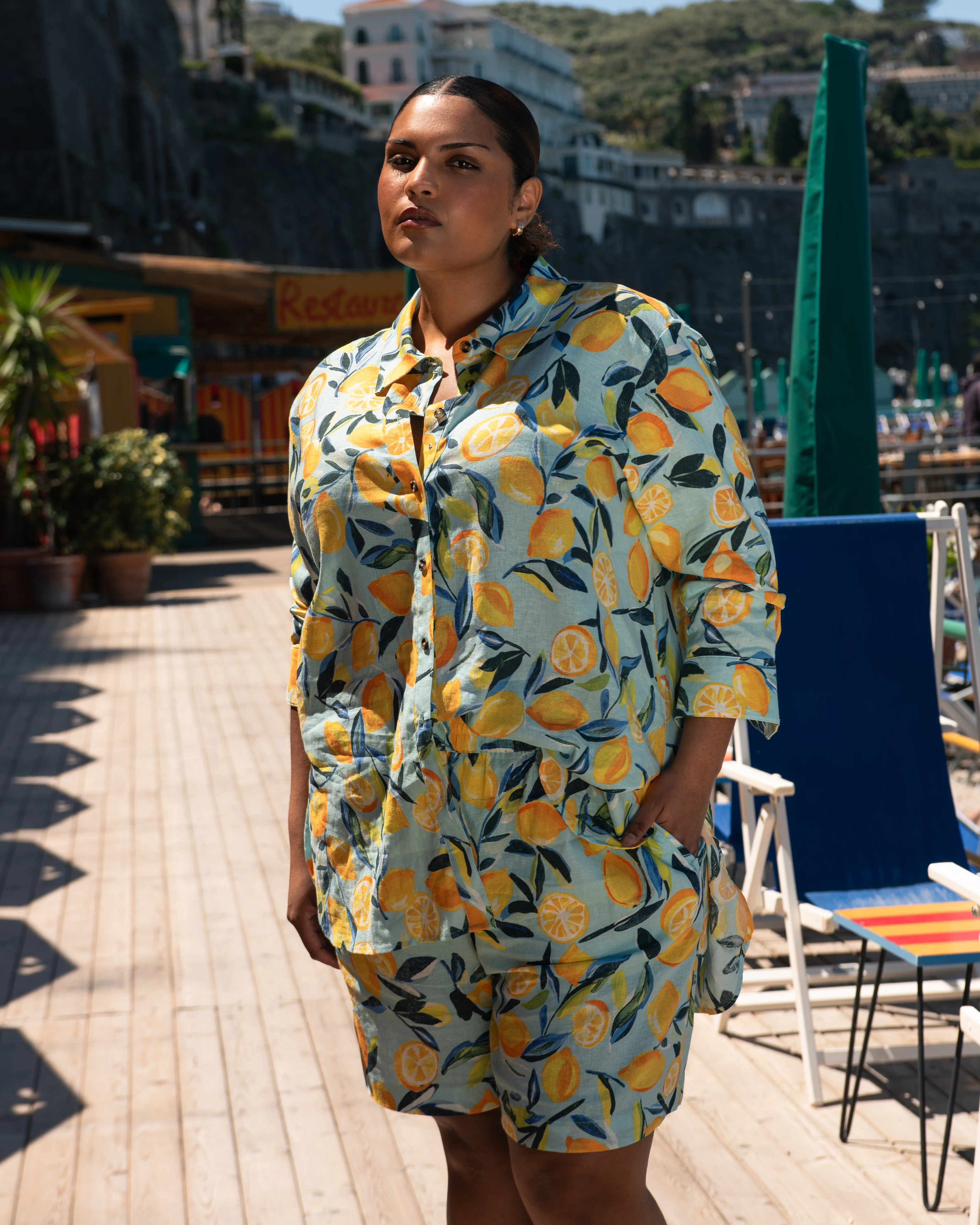 Dawn Linen Hi Low Tunic - Limoncello Print - Image 2