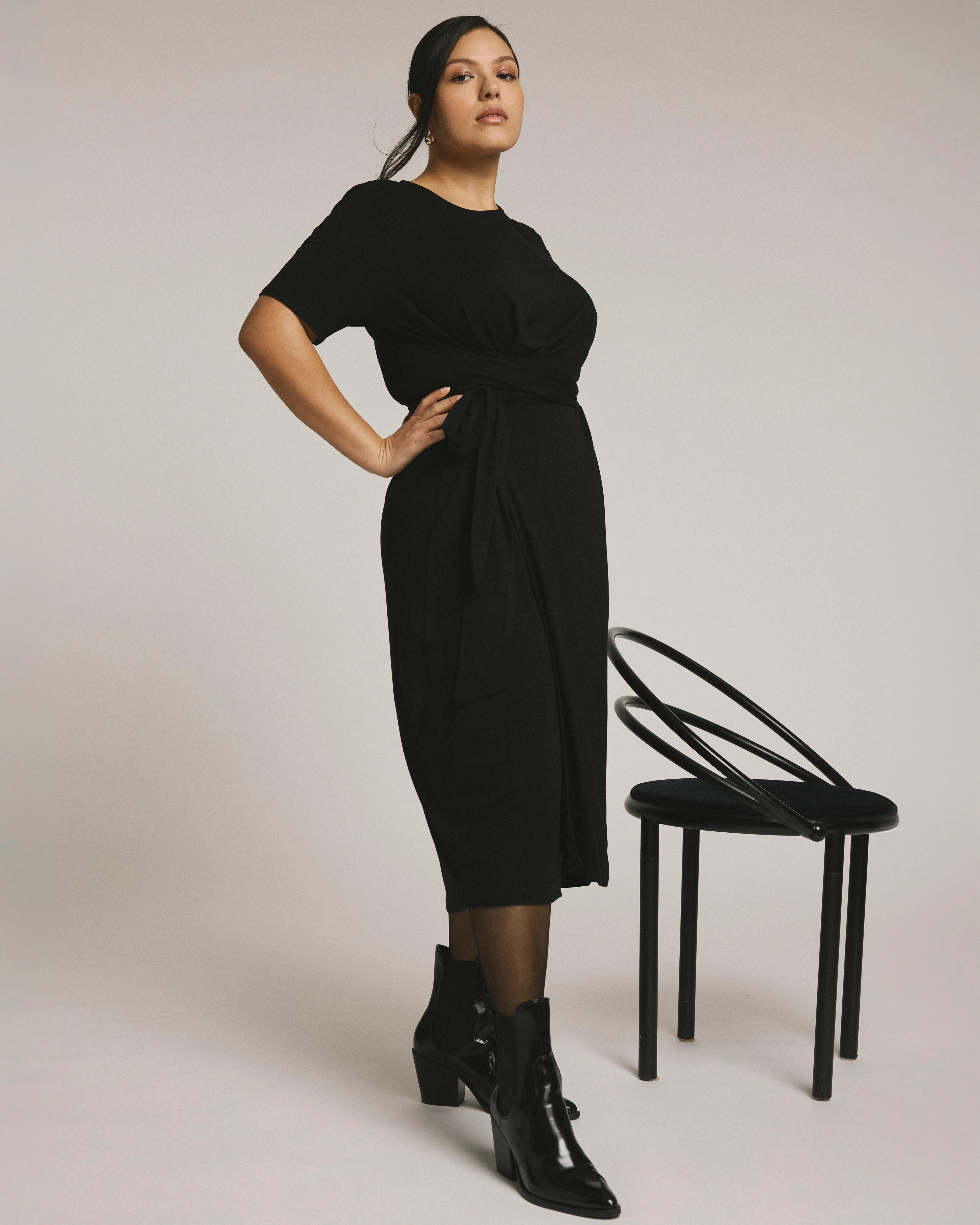 Delilah Liquid Jersey Dress - Black - Image 2