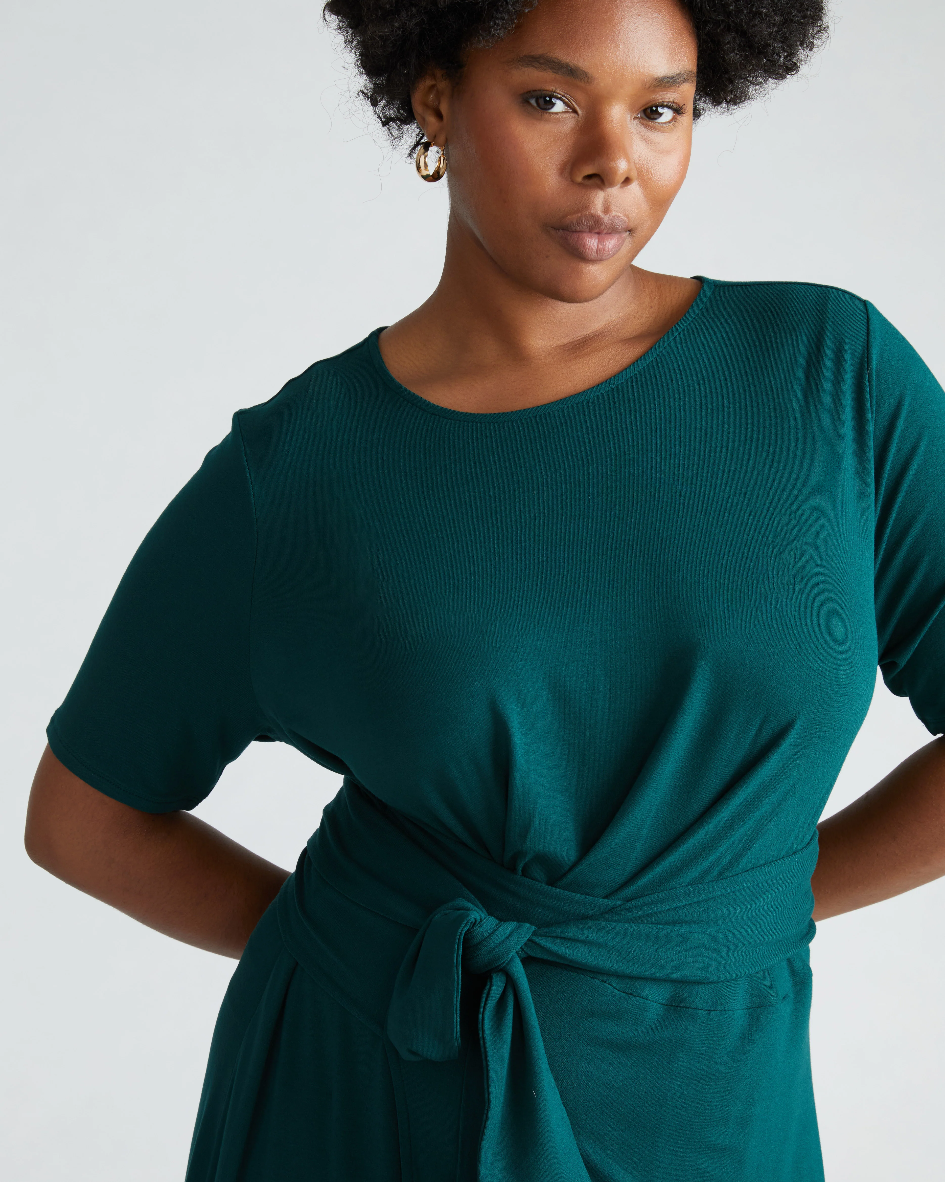 Delilah Liquid Jersey Dress - Forest Green - Image 3