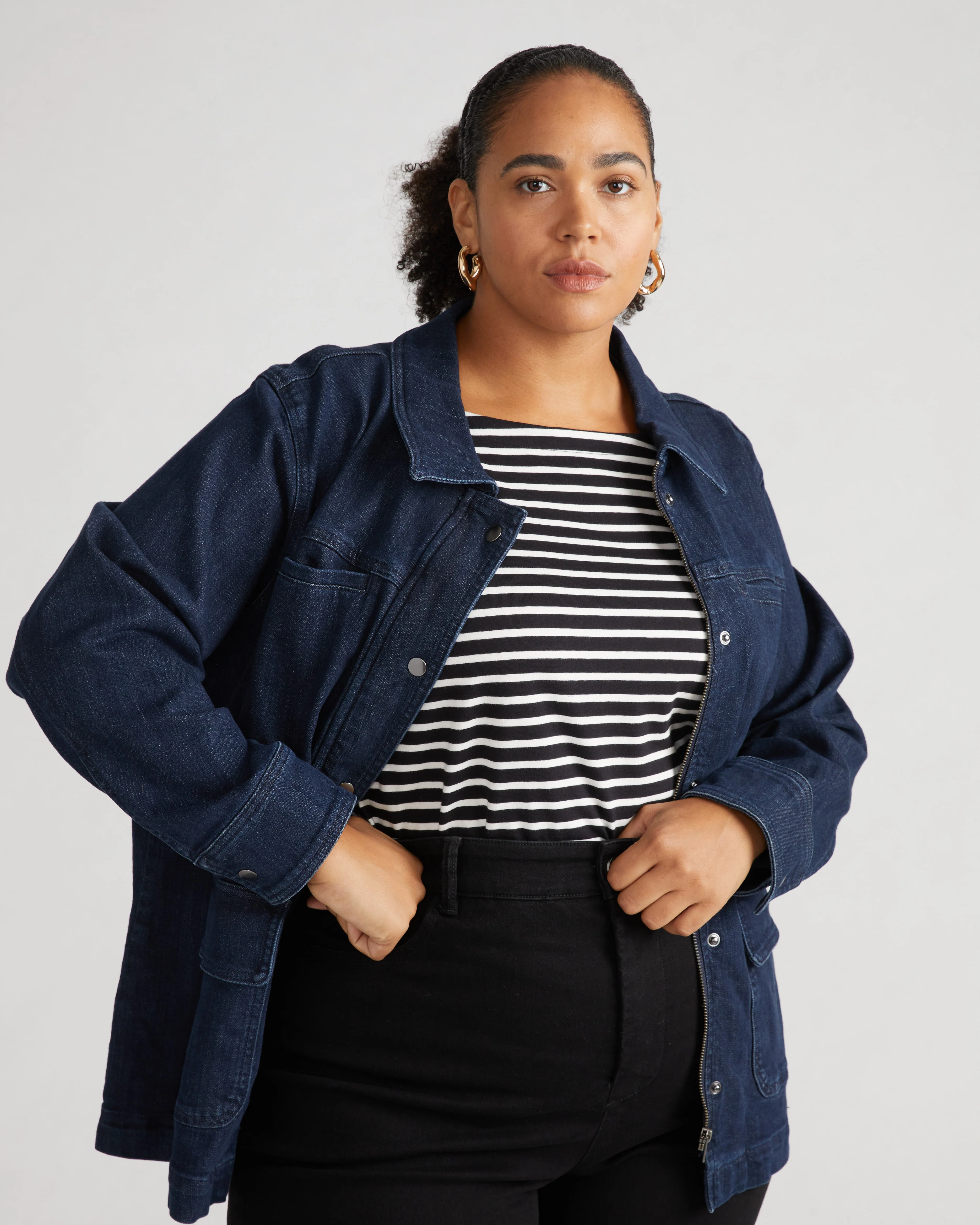 Denim Utility Jacket - Dark Indigo - Image 3