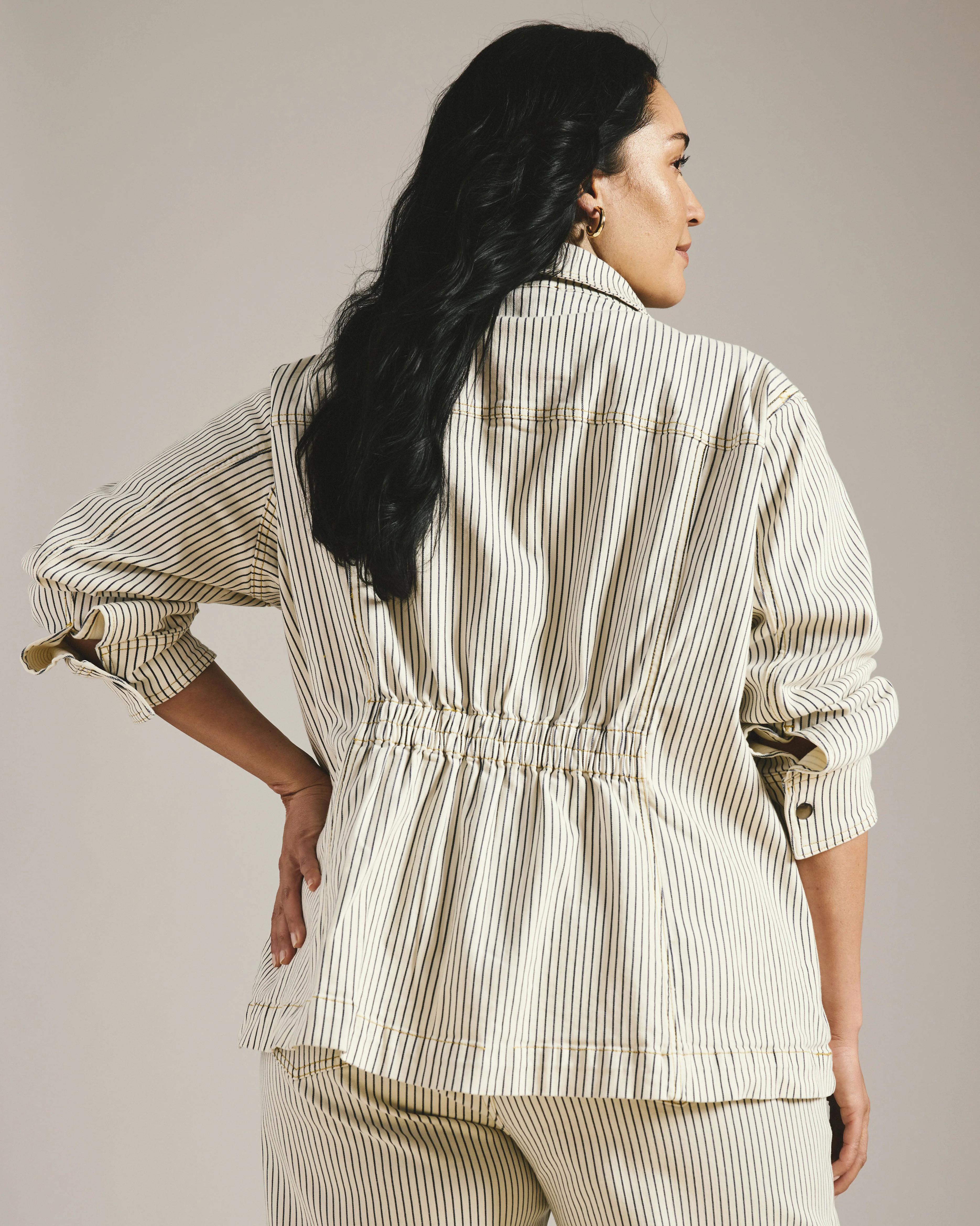 Denim Utility Jacket - Railroad Stripe - Image 7