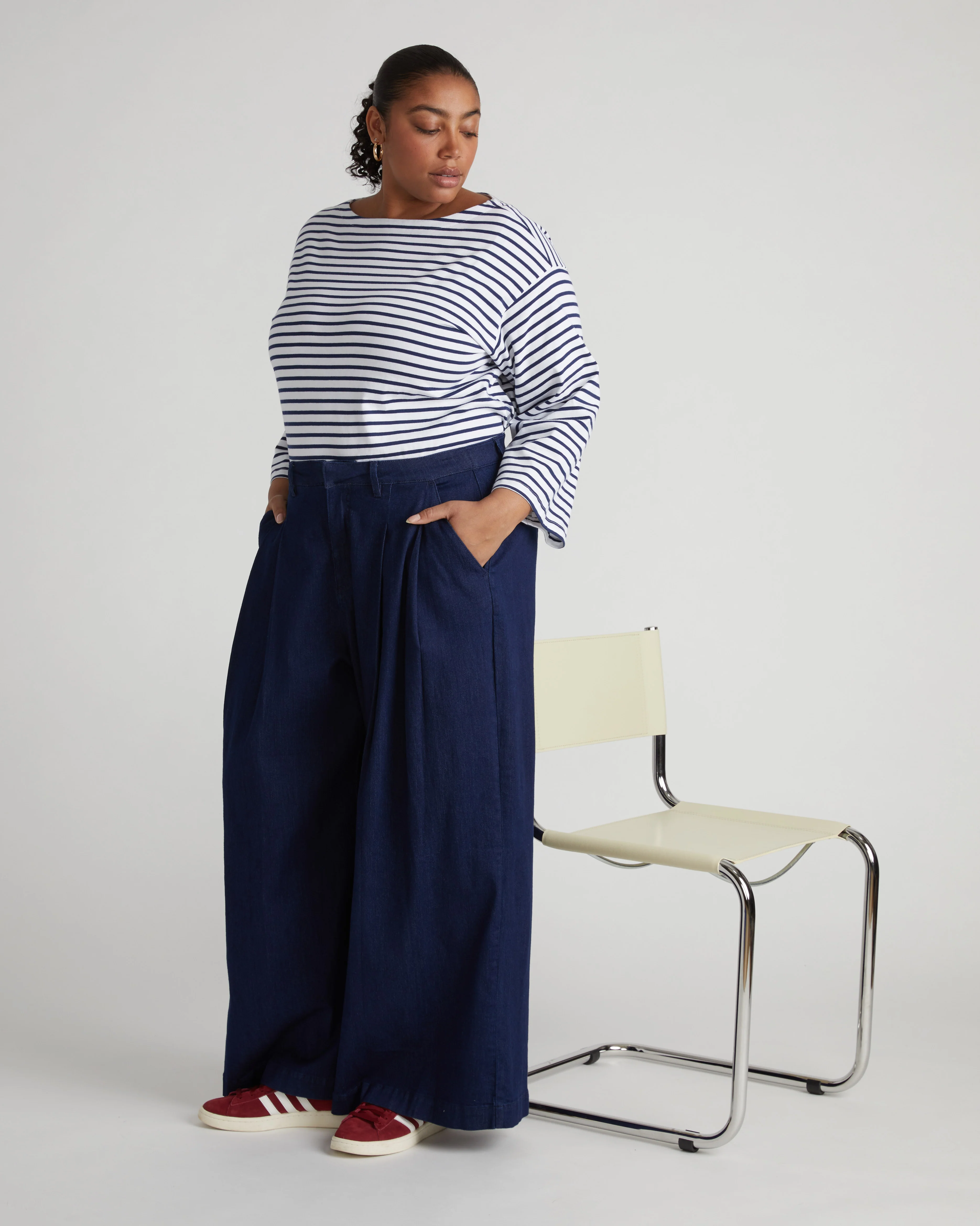 Denim Wide Leg Pant - Dark Indigo - Image 5