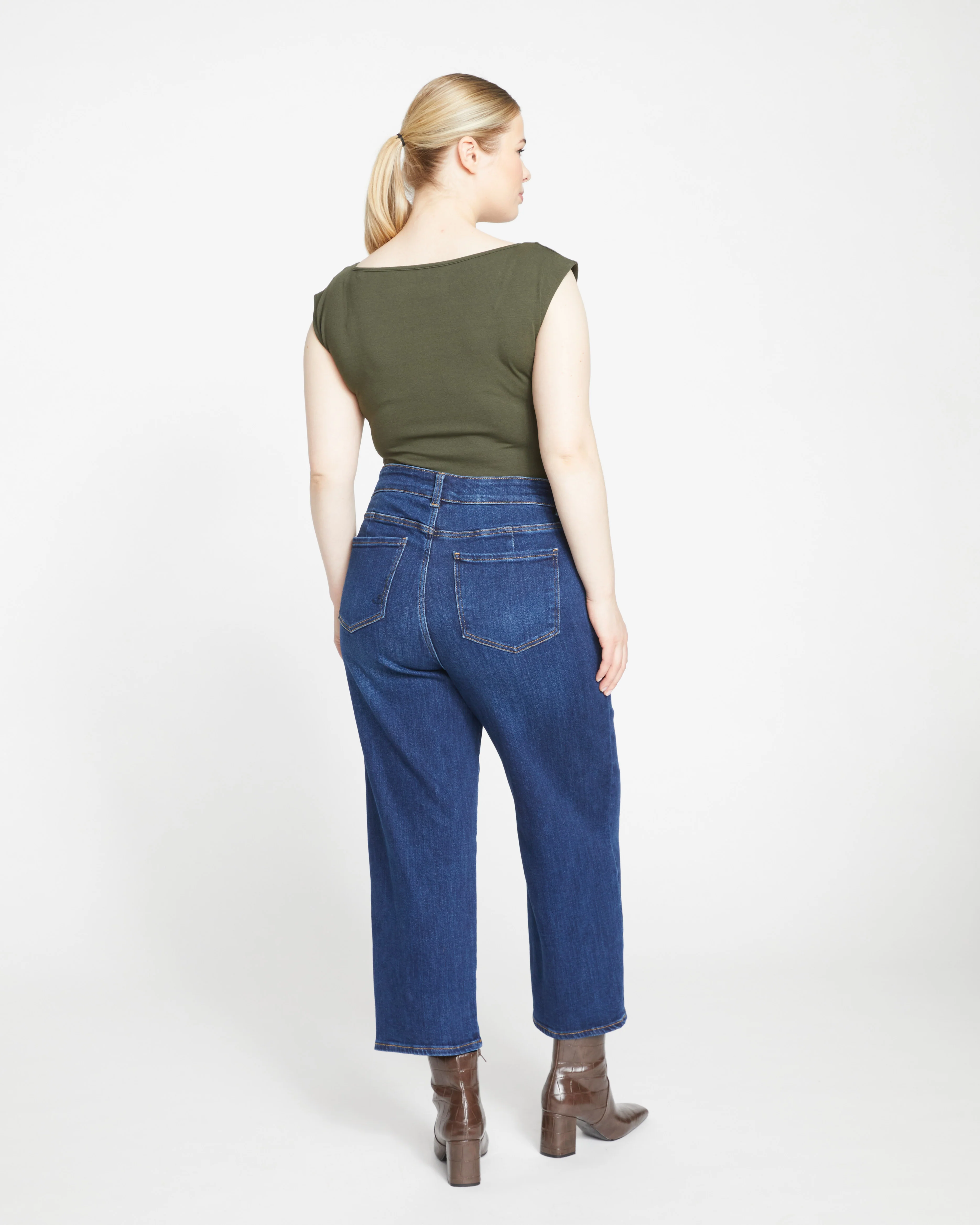 Donna High Rise Curve Straight Leg Jeans 27 Inch - Stonewash Indigo - Image 4