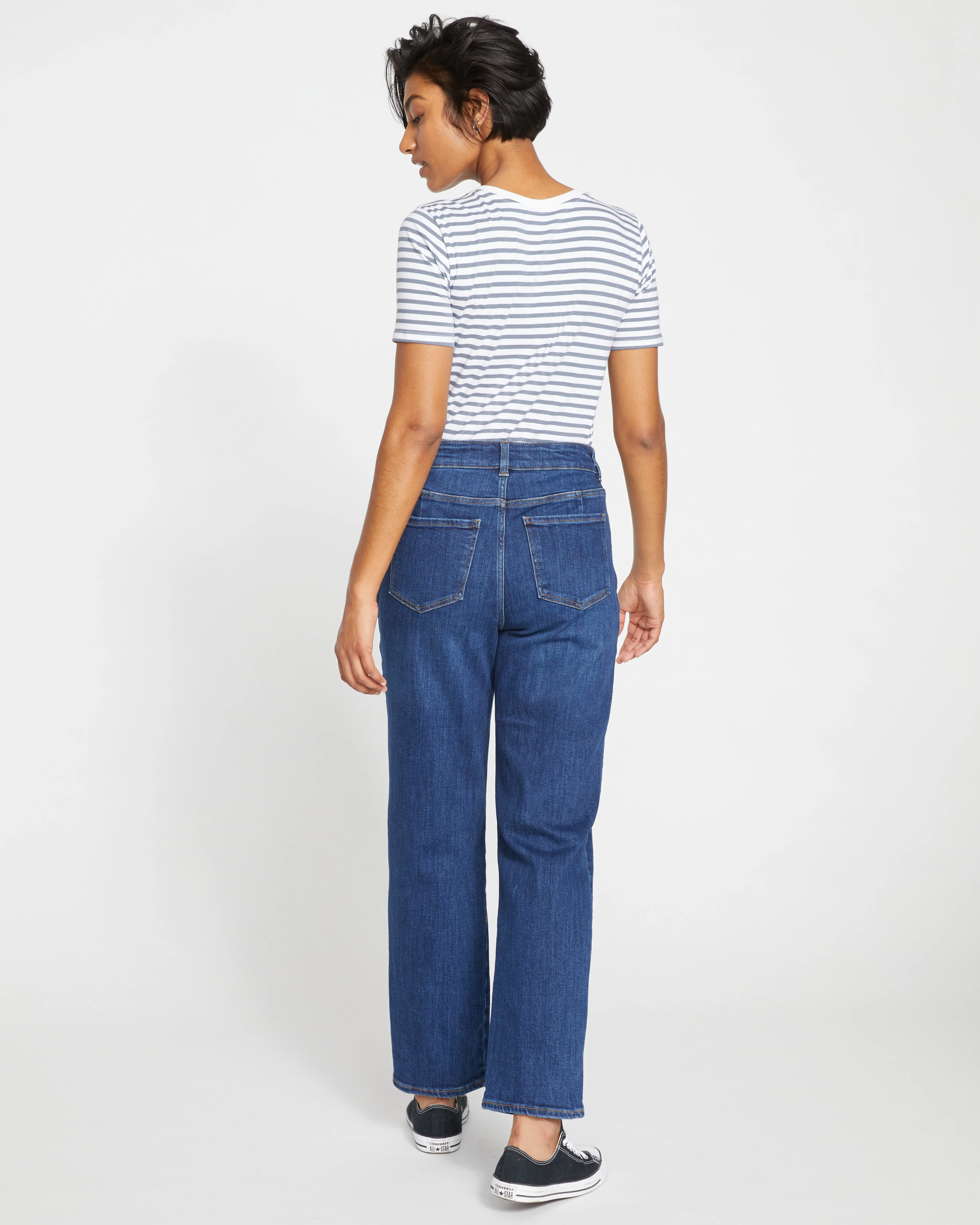 Donna High Rise Curve Straight Leg Jeans 32 Inch - Stonewash Indigo - Image 4