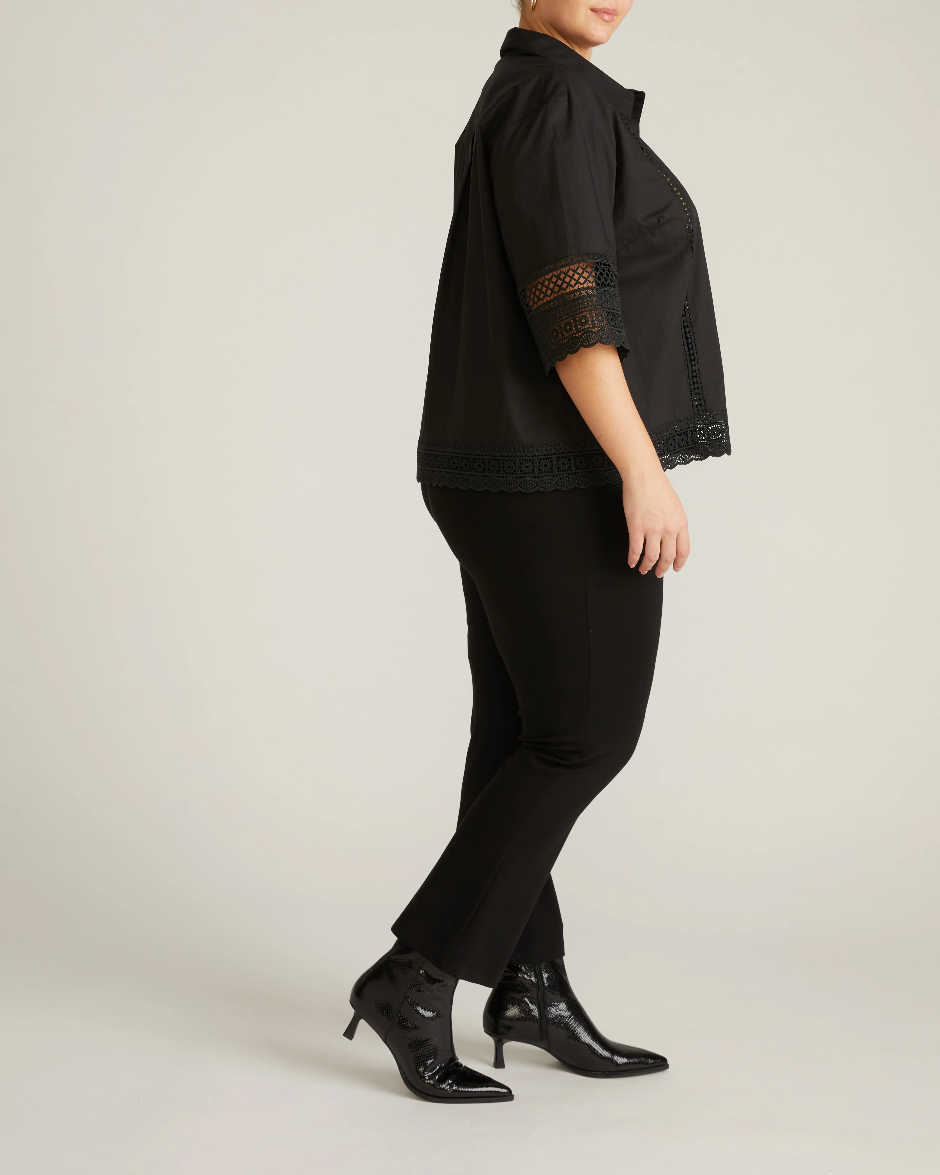 Dora Cotton Poplin Blouse - Black - Image 5