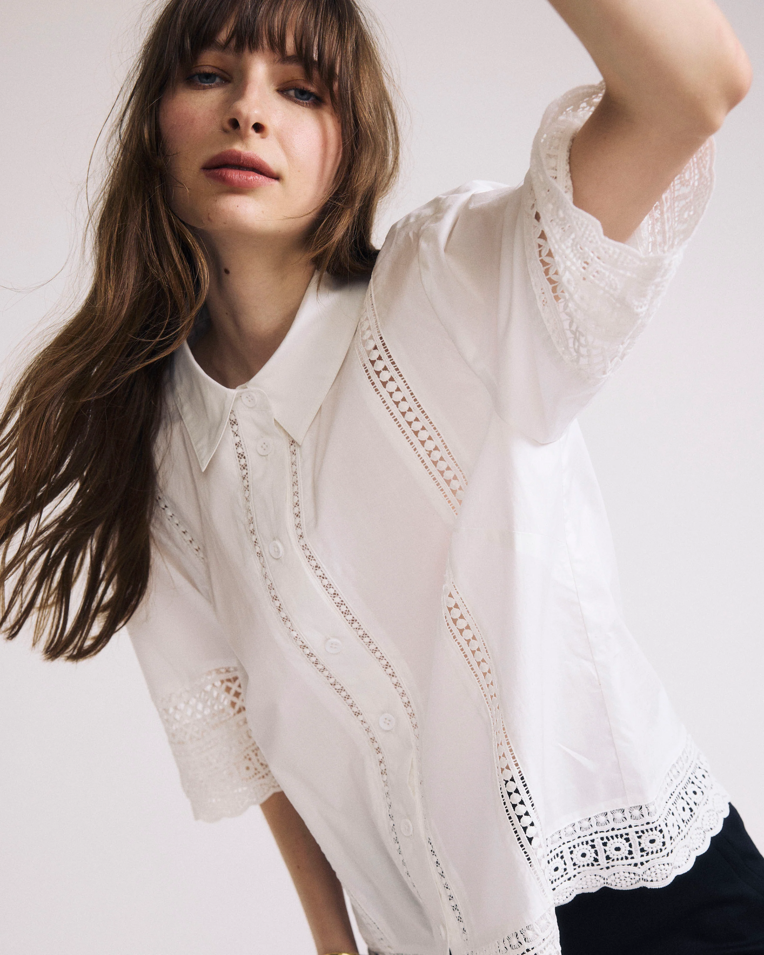 Dora Cotton Poplin Blouse - White - Image 3