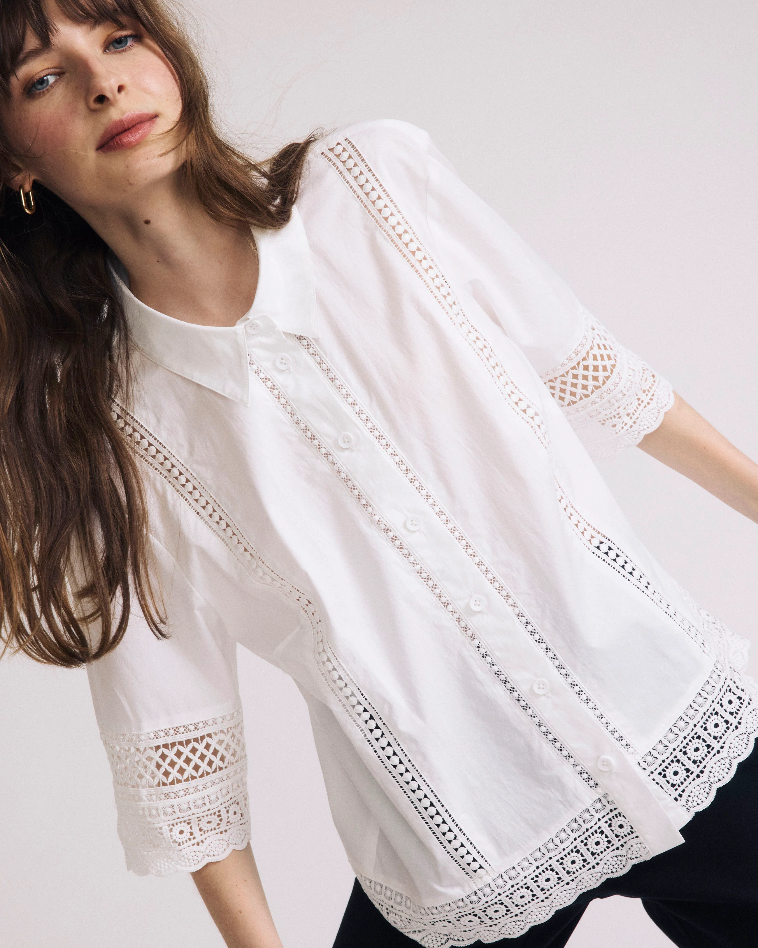 Dora Cotton Poplin Blouse - White - Image 4