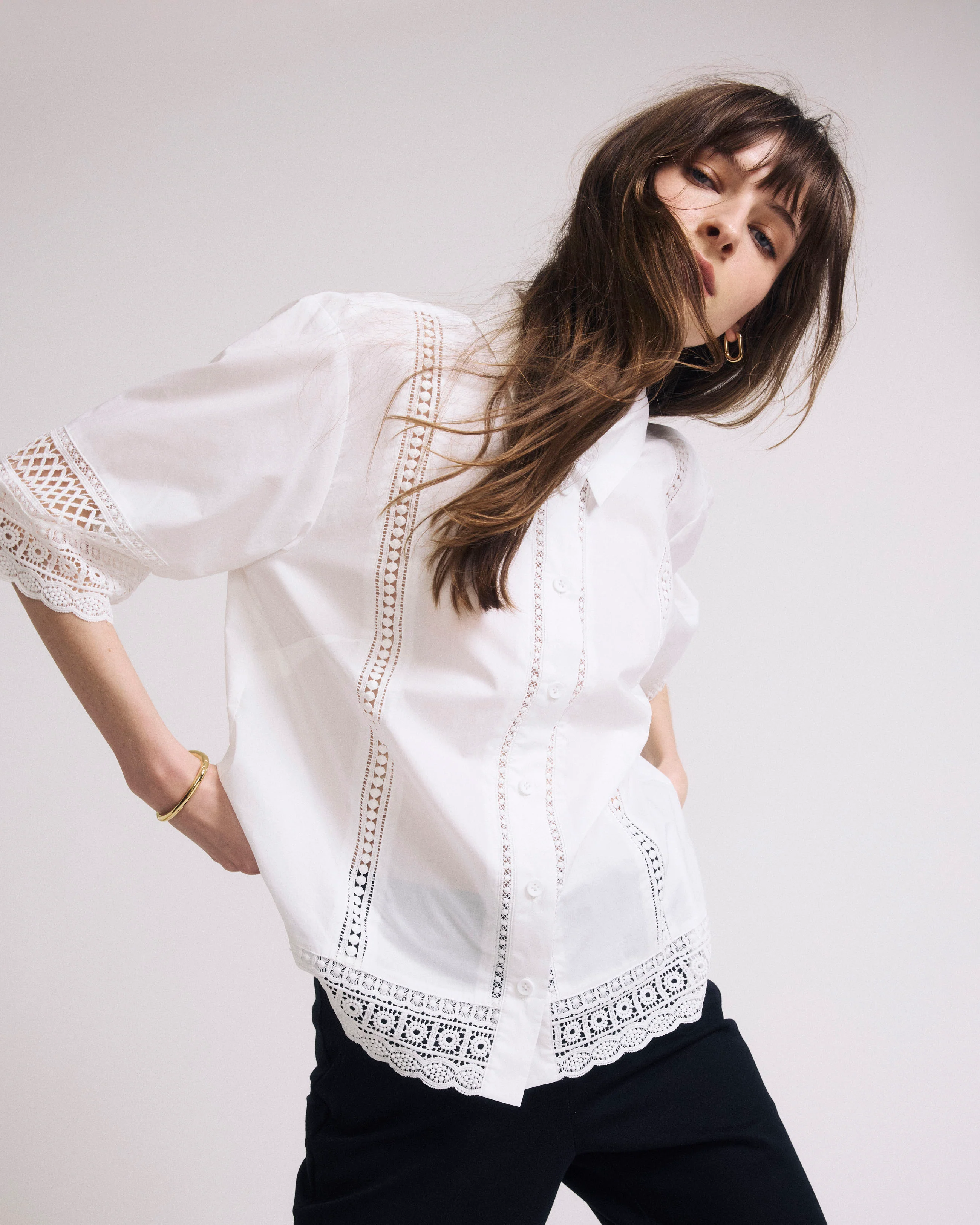 Dora Cotton Poplin Blouse - White - Image 6