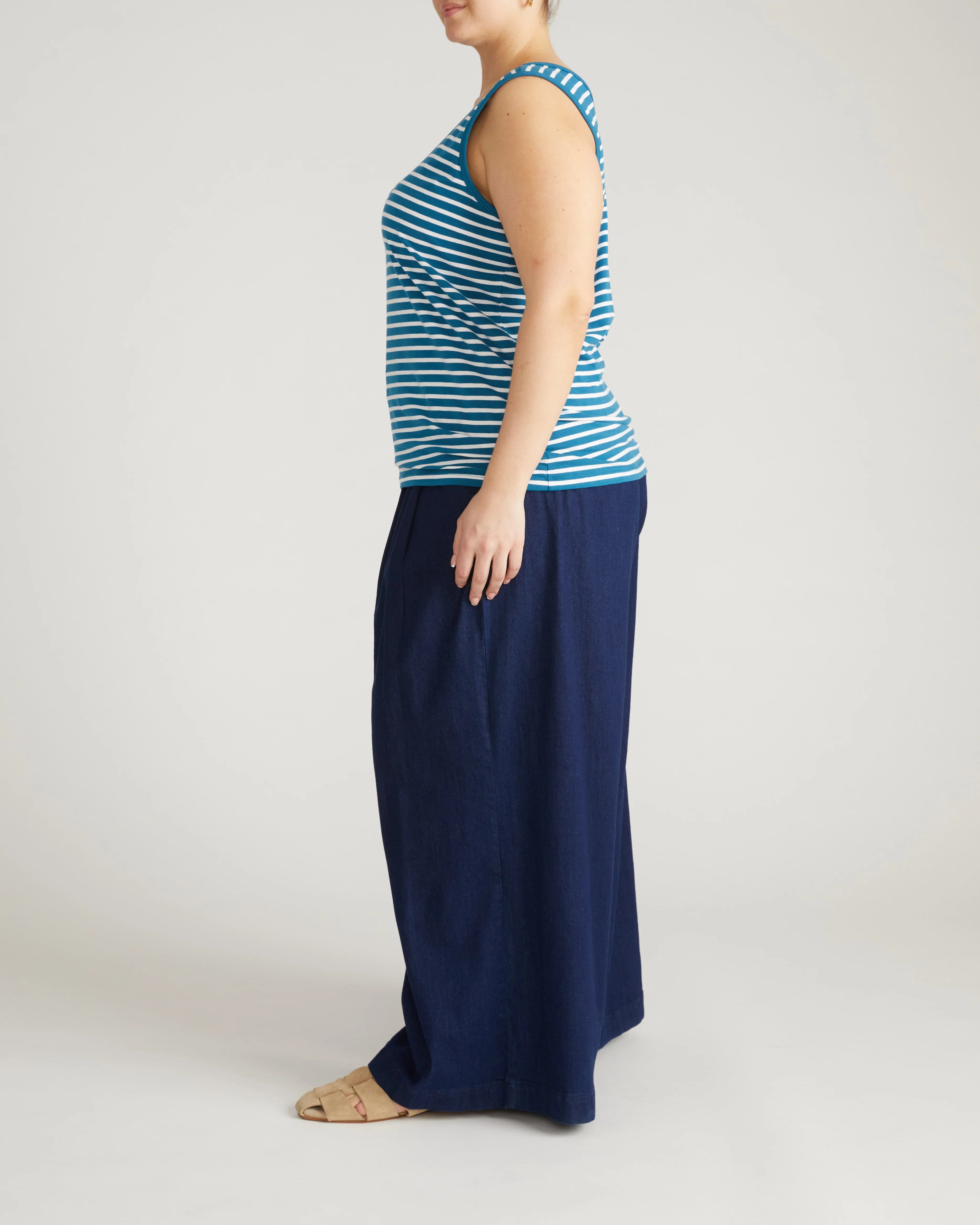 Double V Tank - Ink Blue/White Stripe - Image 5