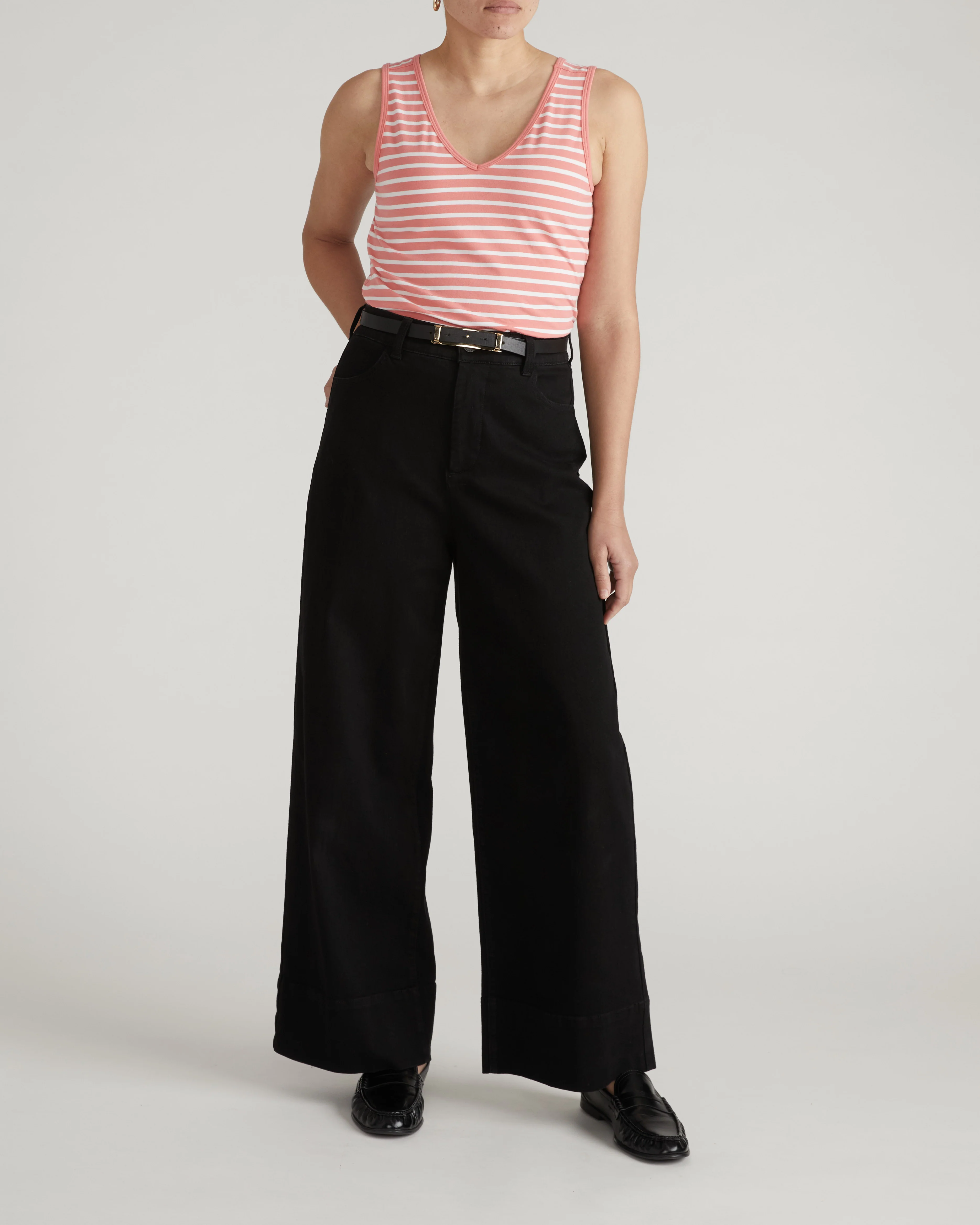Double V Tank - Portrait Pink/White Stripe - Image 2