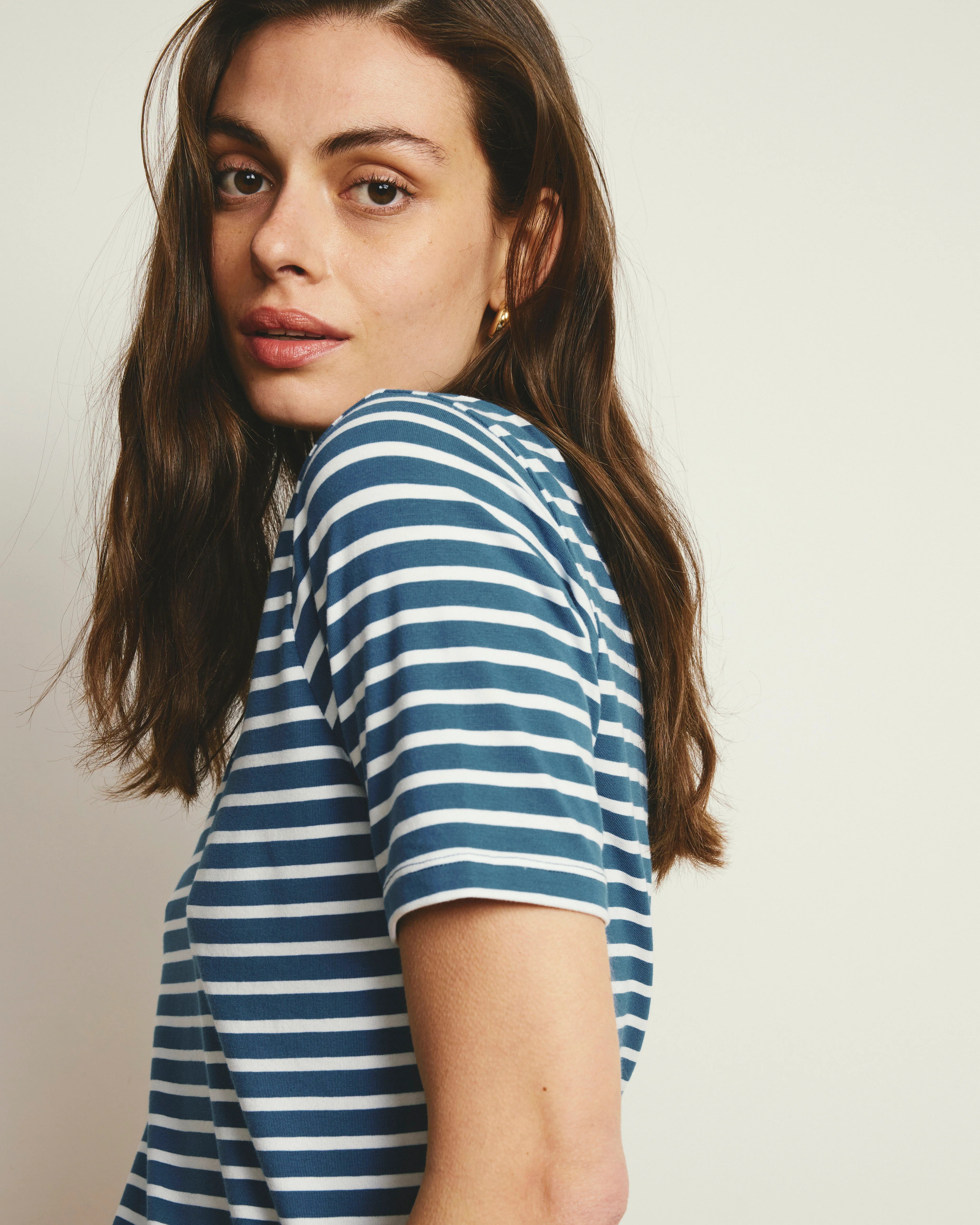 Double V Tee - Ink Blue/White Stripe - Image 2