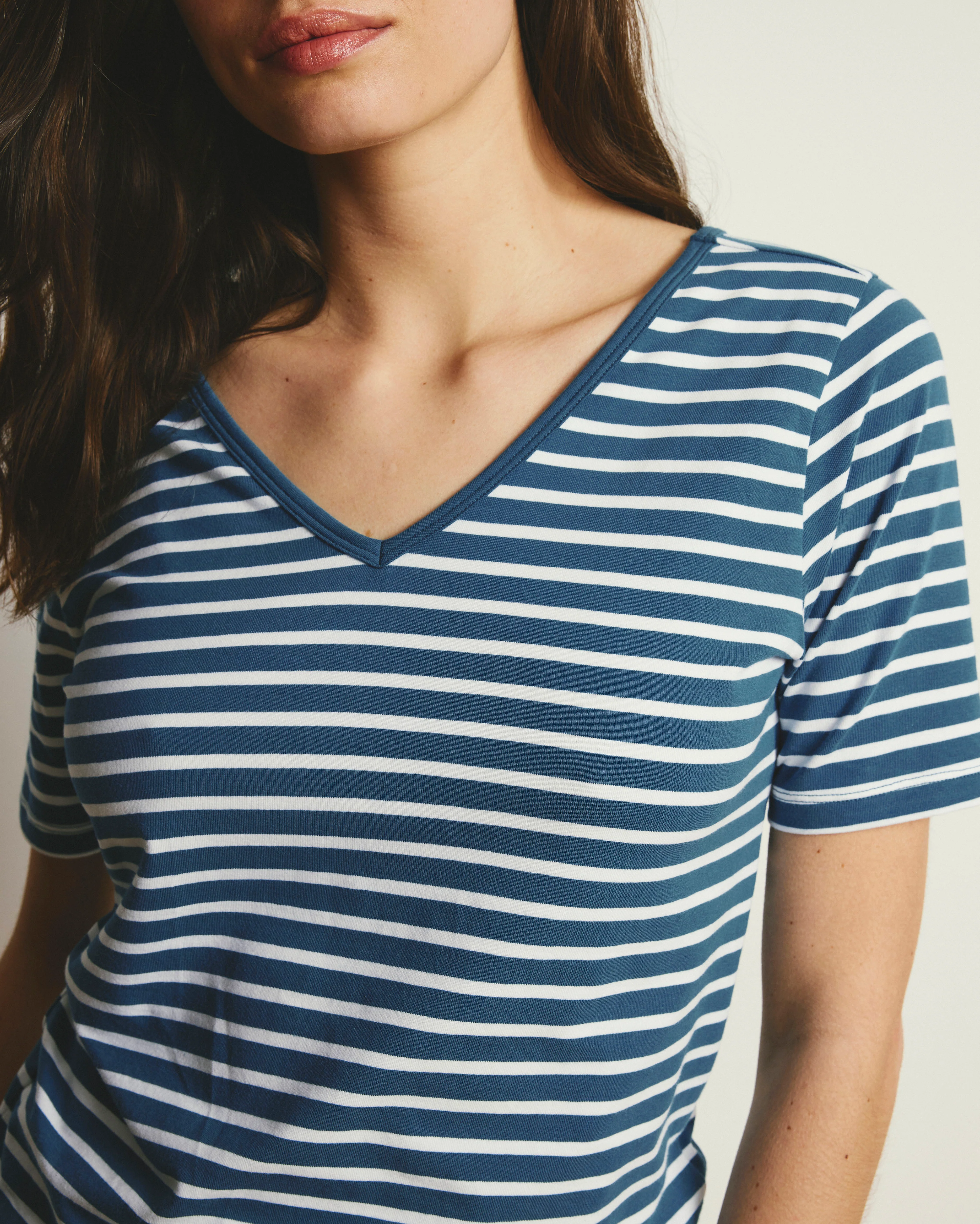 Double V Tee - Ink Blue/White Stripe - Image 3