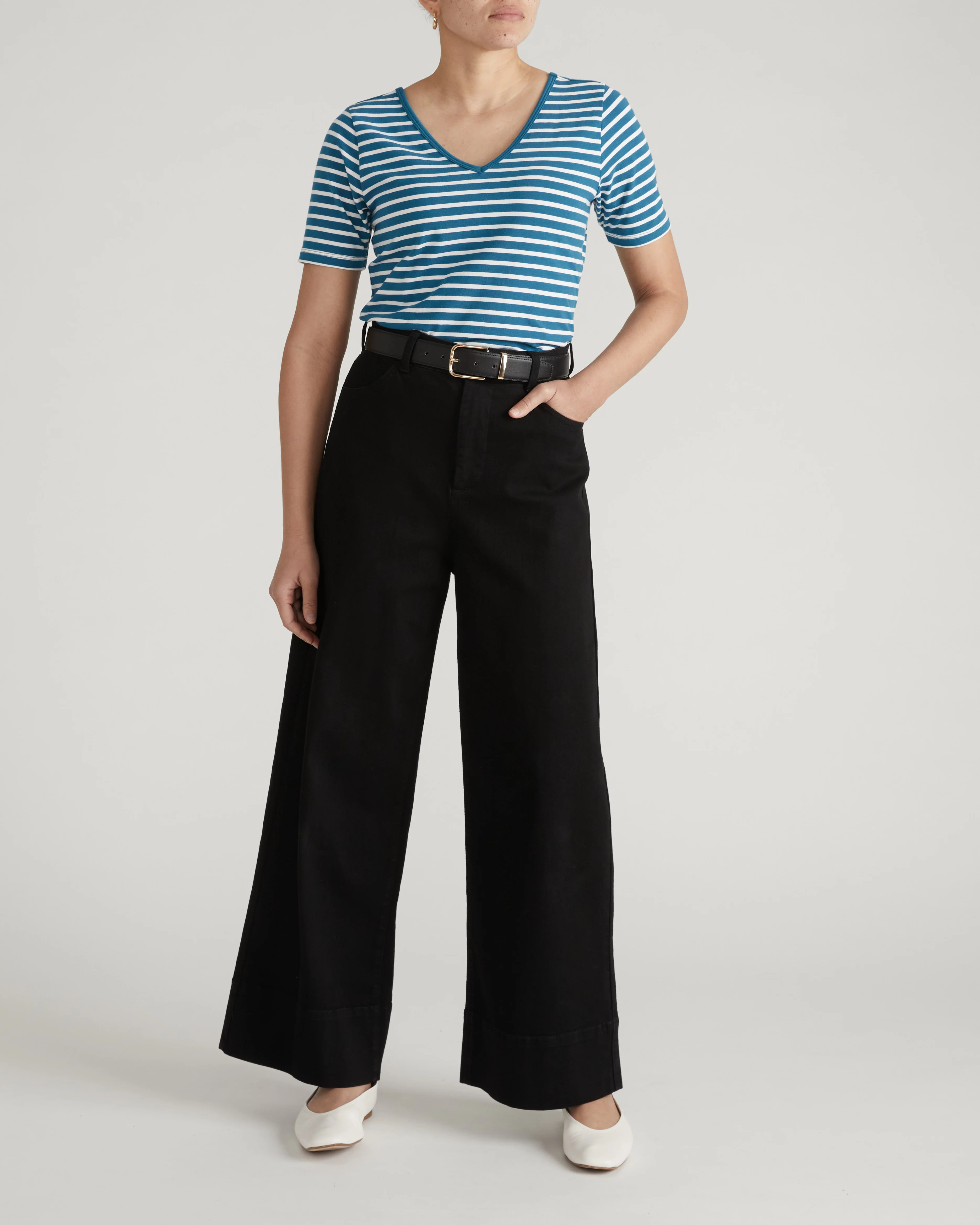 Double V Tee - Ink Blue/White Stripe - Image 4