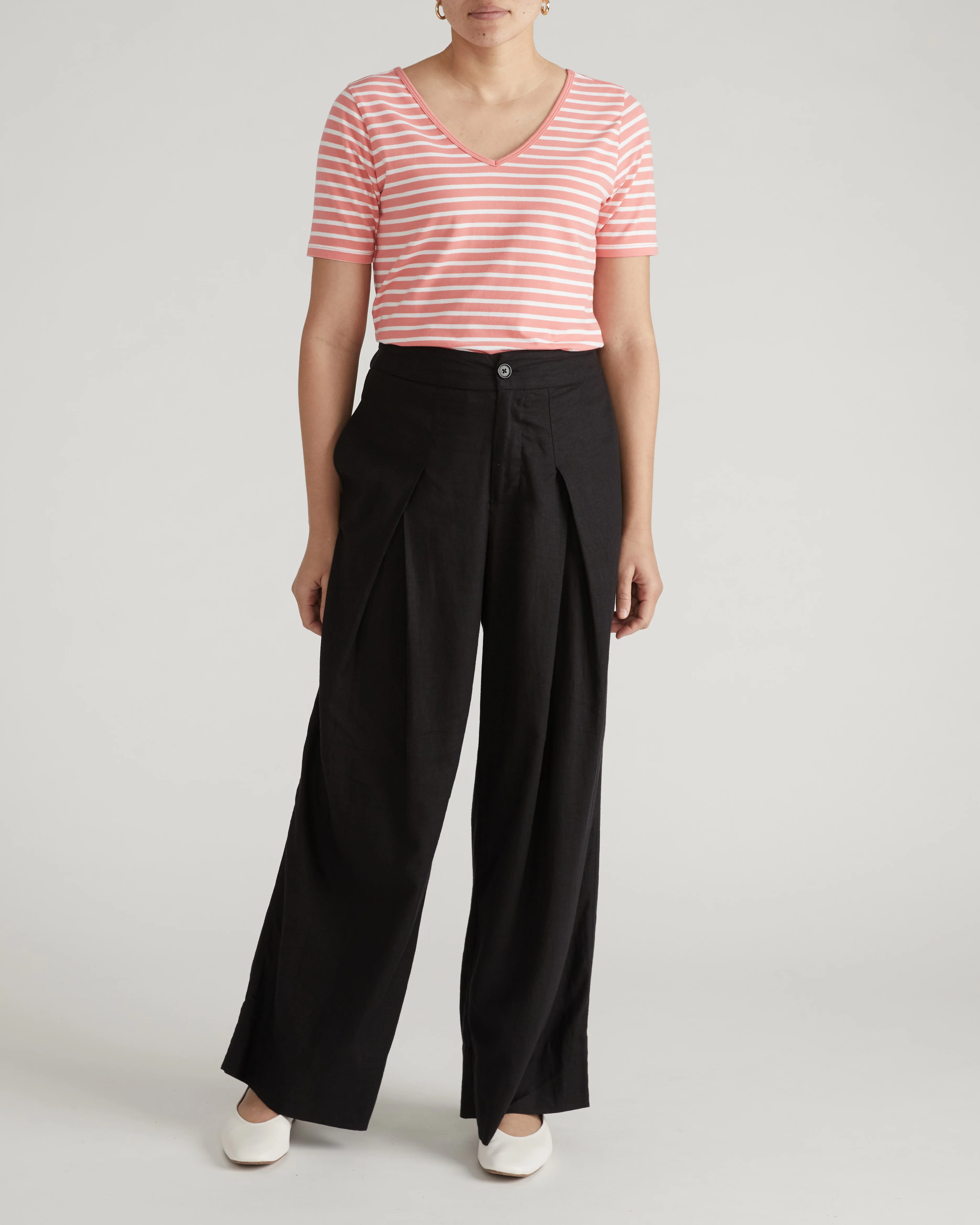 Double V Tee - Portrait Pink/White Stripe - Image 2