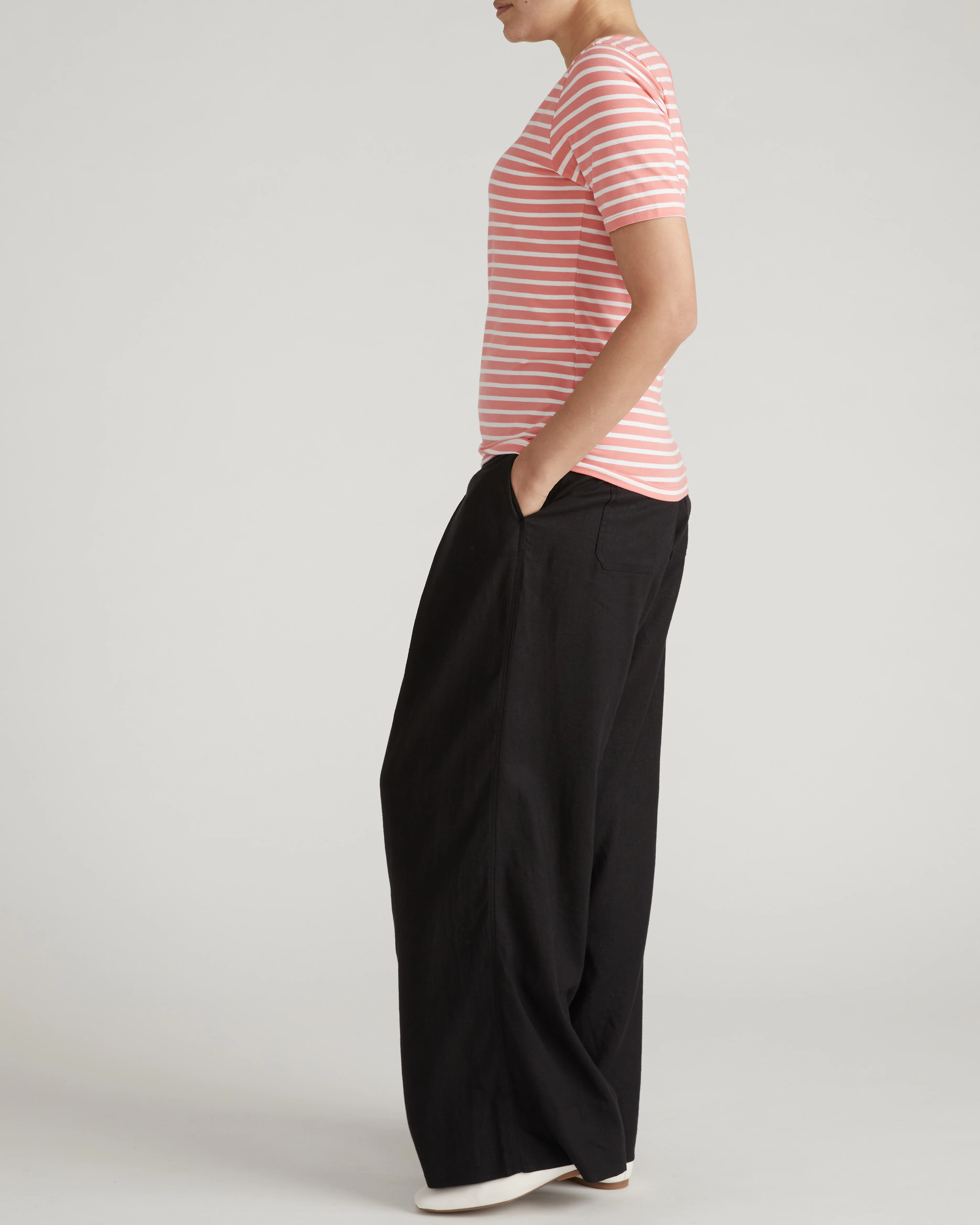 Double V Tee - Portrait Pink/White Stripe - Image 3