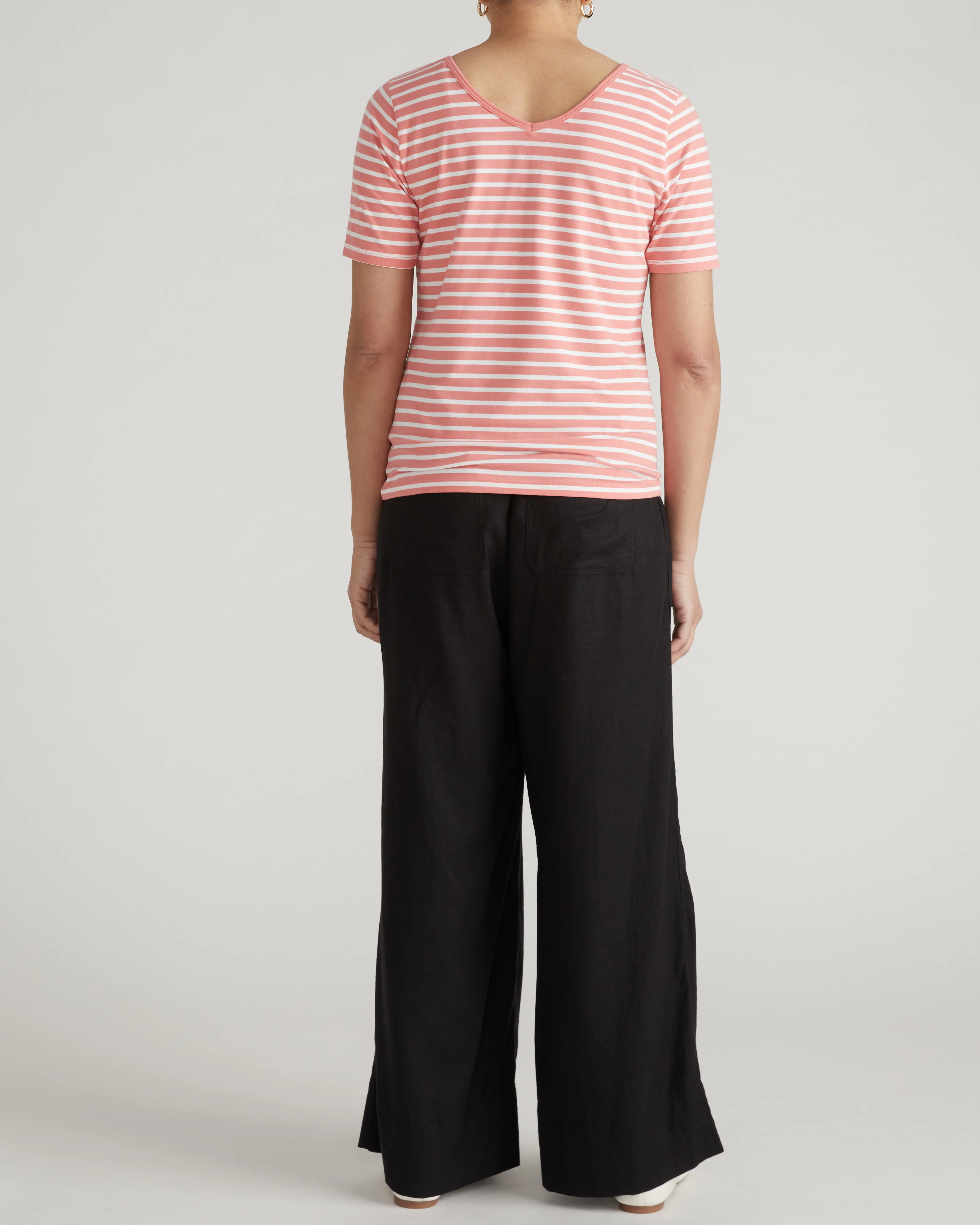 Double V Tee - Portrait Pink/White Stripe - Image 4