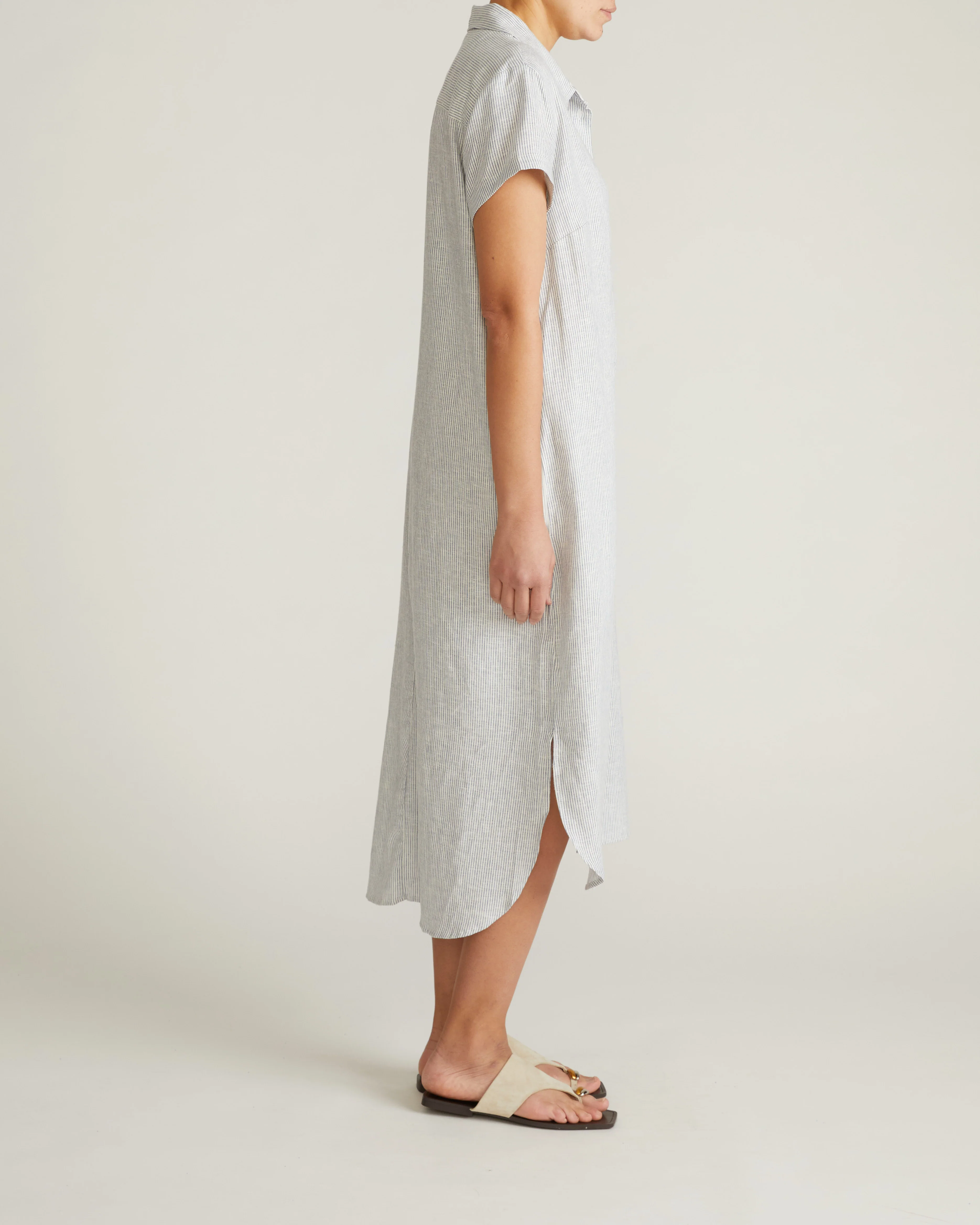 Dune Linen Shirtdress - Beach Stripe - Image 7