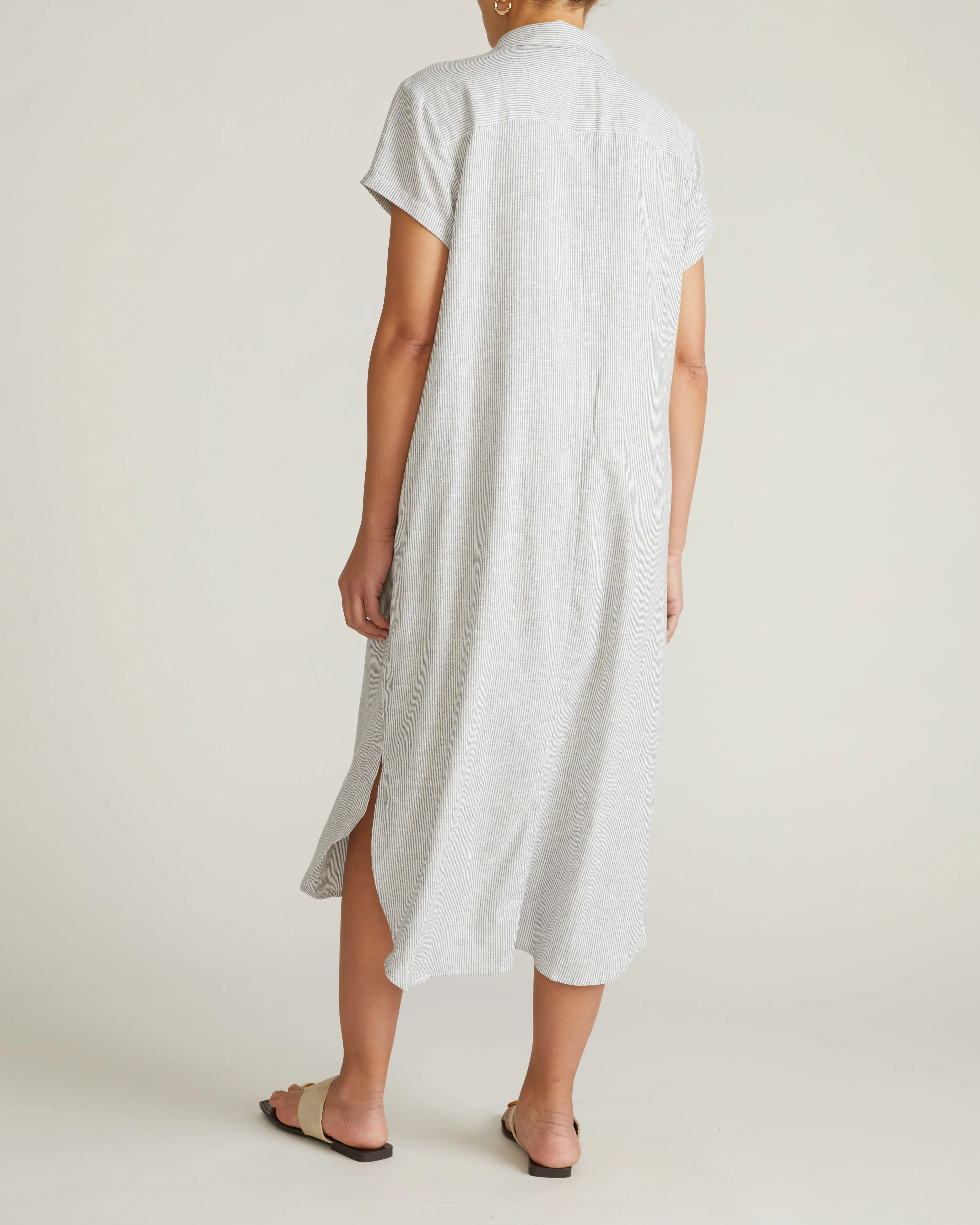 Dune Linen Shirtdress - Beach Stripe - Image 8