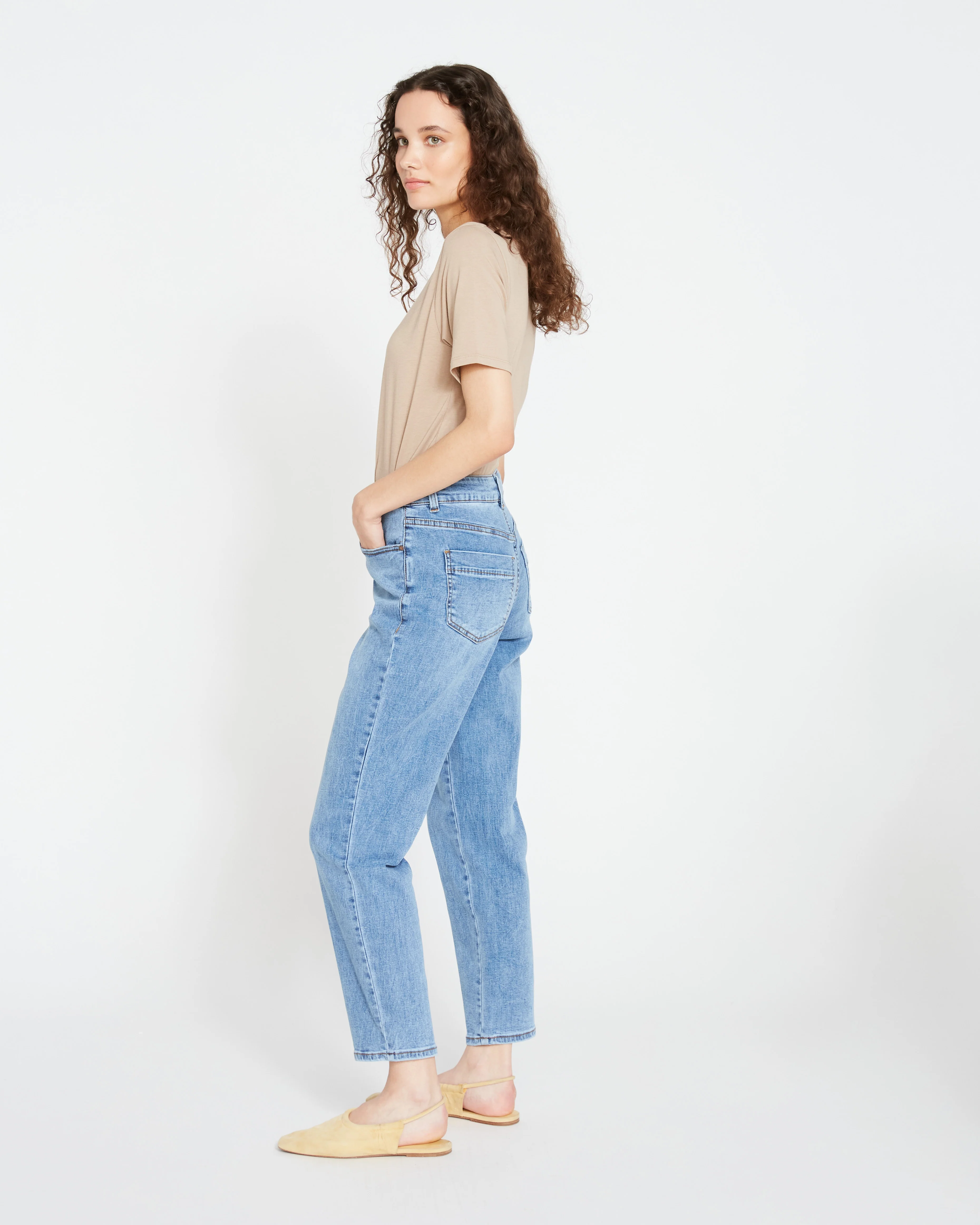 Dylan High Rise Tapered Jeans 29 Inch - Classic Washed Blue - Image 2
