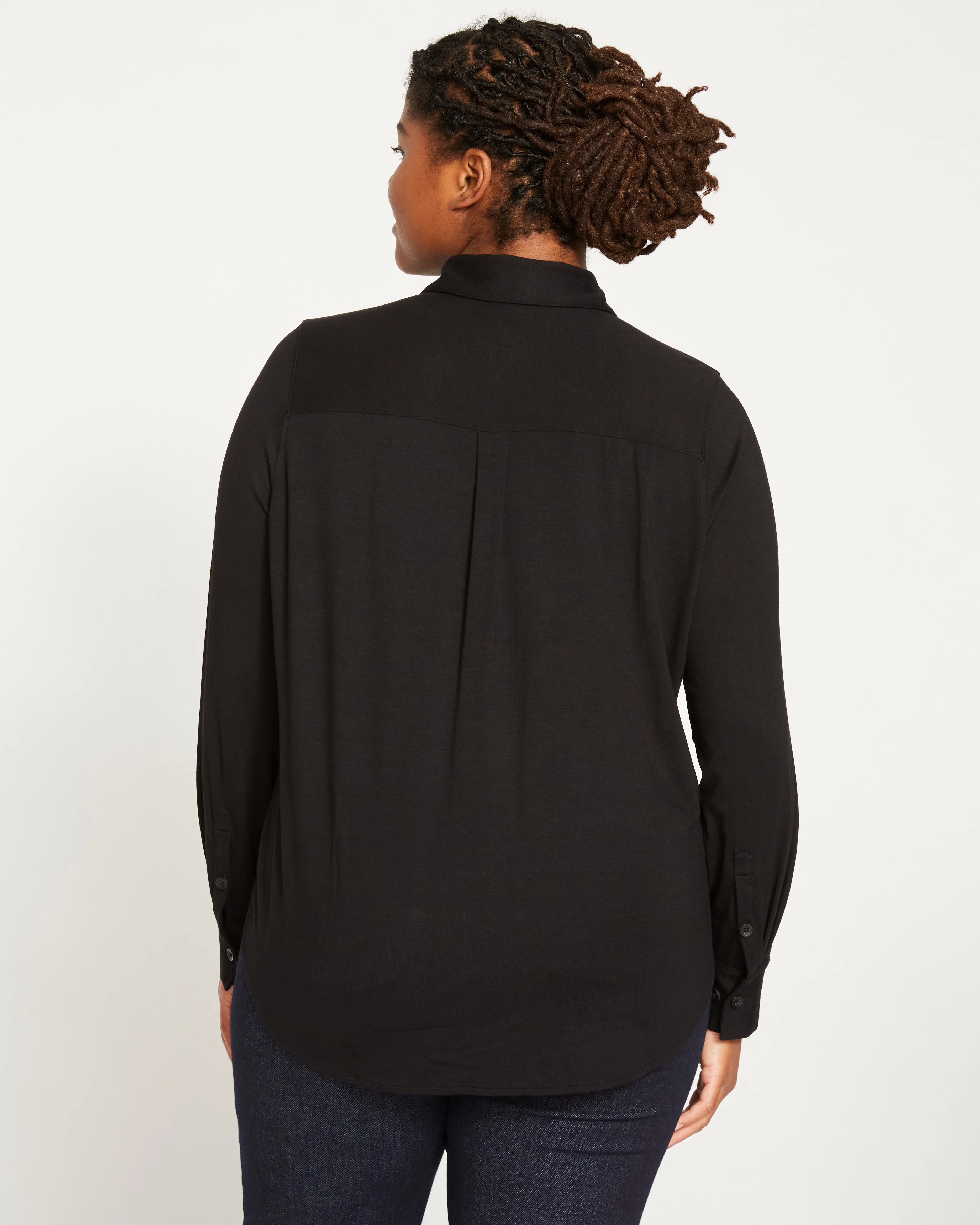 Elbe Liquid Jersey Shirt Classic Fit - Black - Image 5