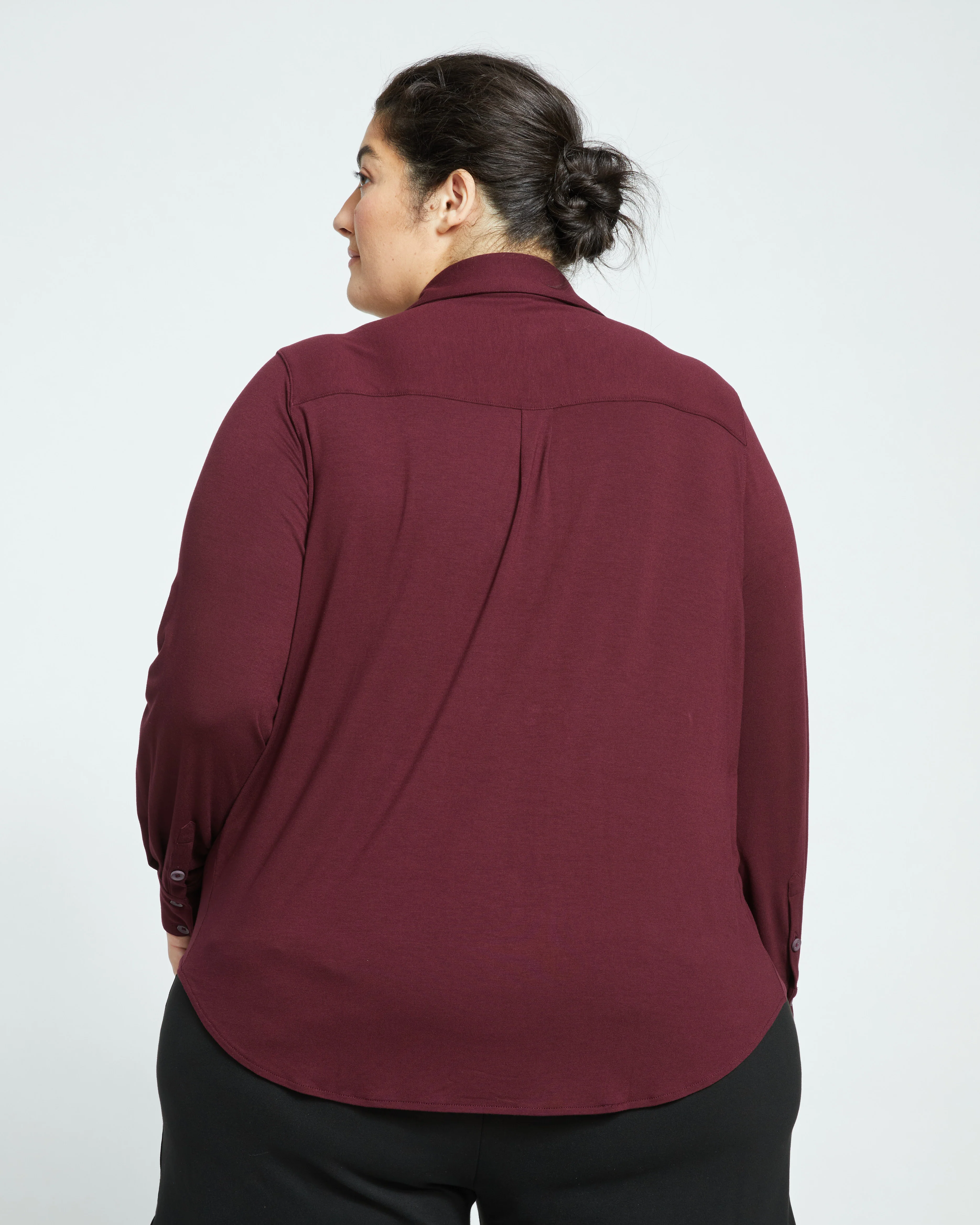 Elbe Popover Liquid Jersey Shirt Classic Fit - Black Cherry - Image 5