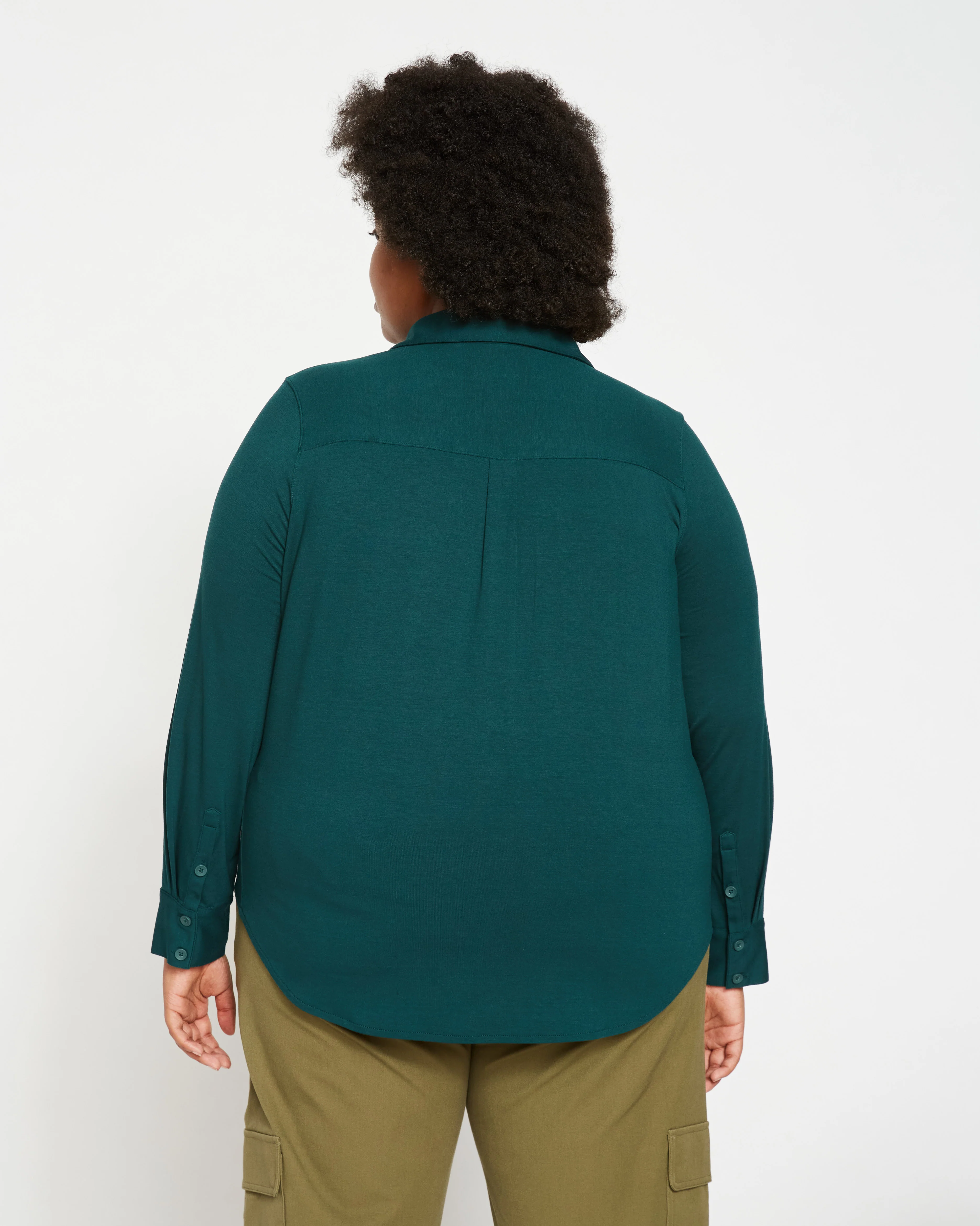 Elbe Popover Liquid Jersey Shirt Classic Fit - Forest Green - Image 7