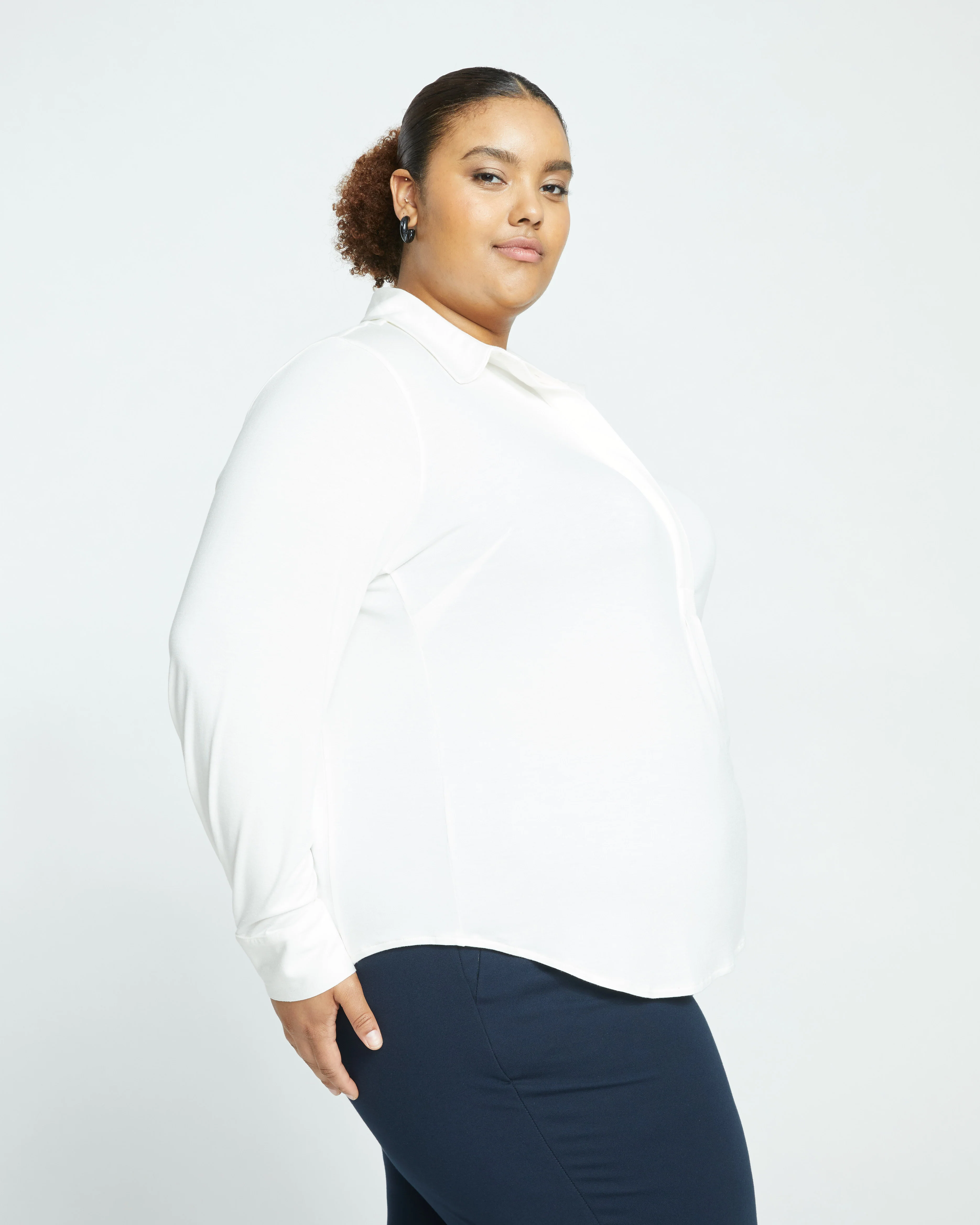 Elbe Popover Liquid Jersey Shirt Classic Fit - White - Image 5