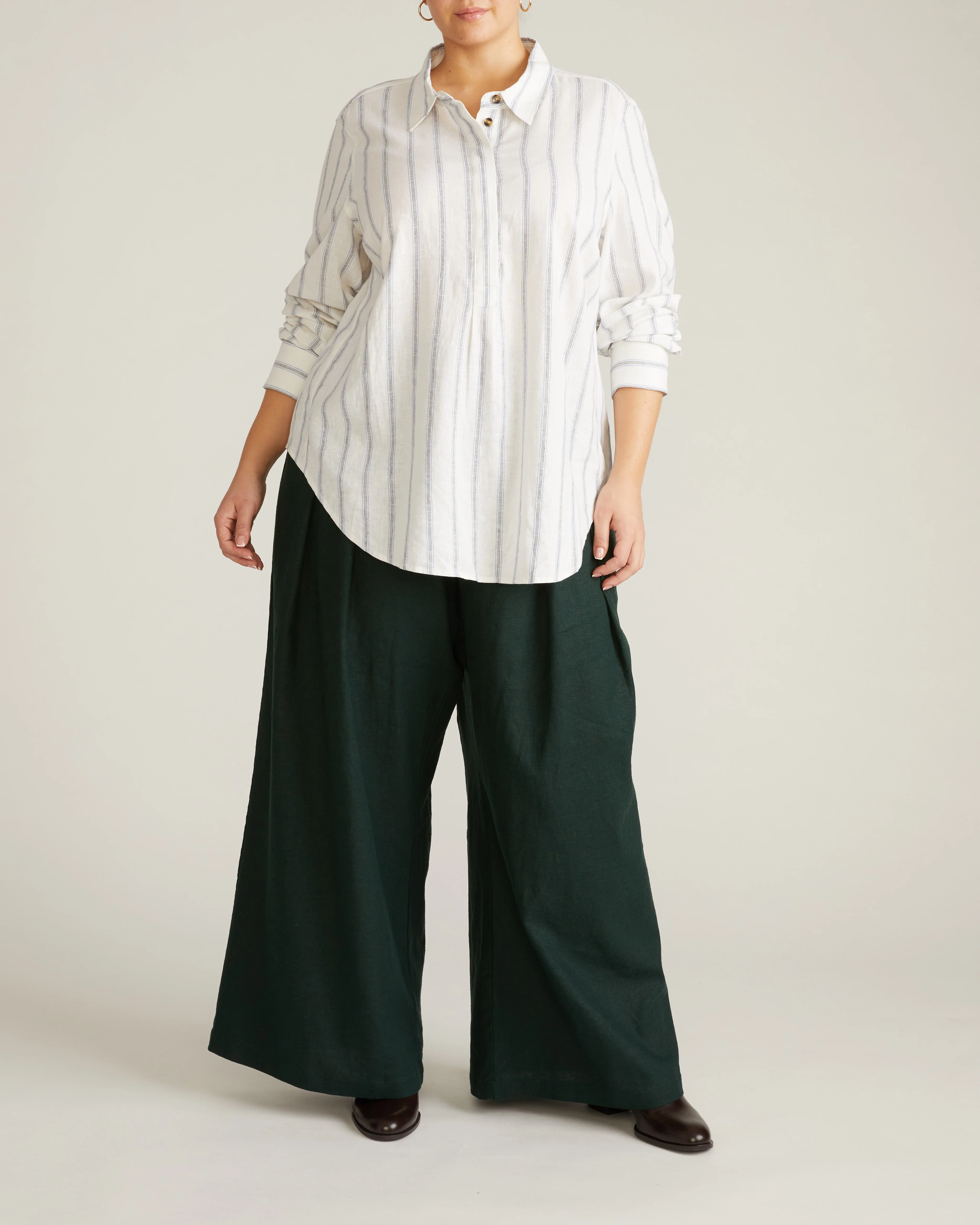 Elbe Popover Stretch Linen Shirt - Mayfair Stripe - Image 4