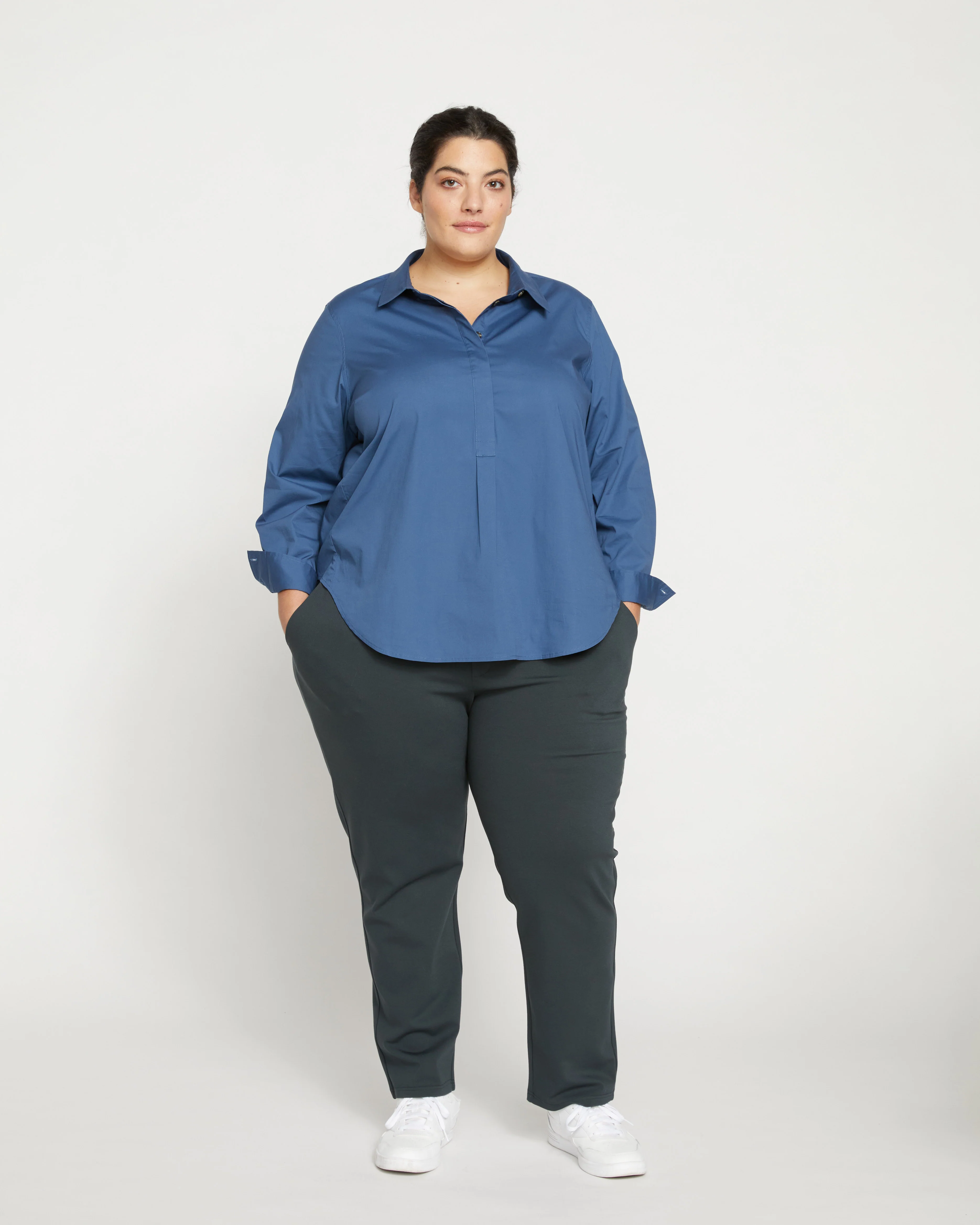 Elbe Popover Stretch Poplin Shirt Classic Fit - Bleu Scolaire - Image 2