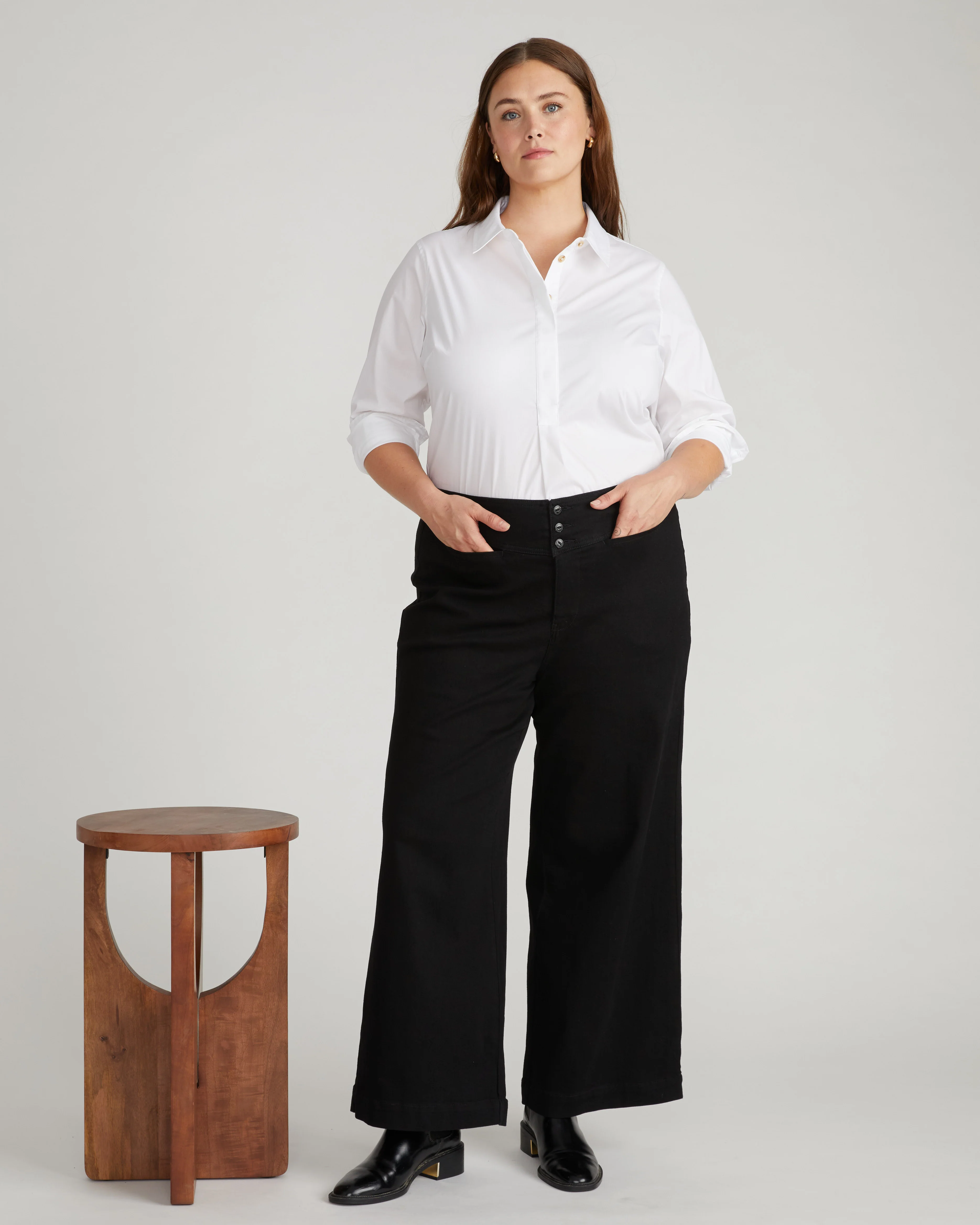 Elbe Popover Stretch Poplin Shirt Classic Fit - White - Image 4