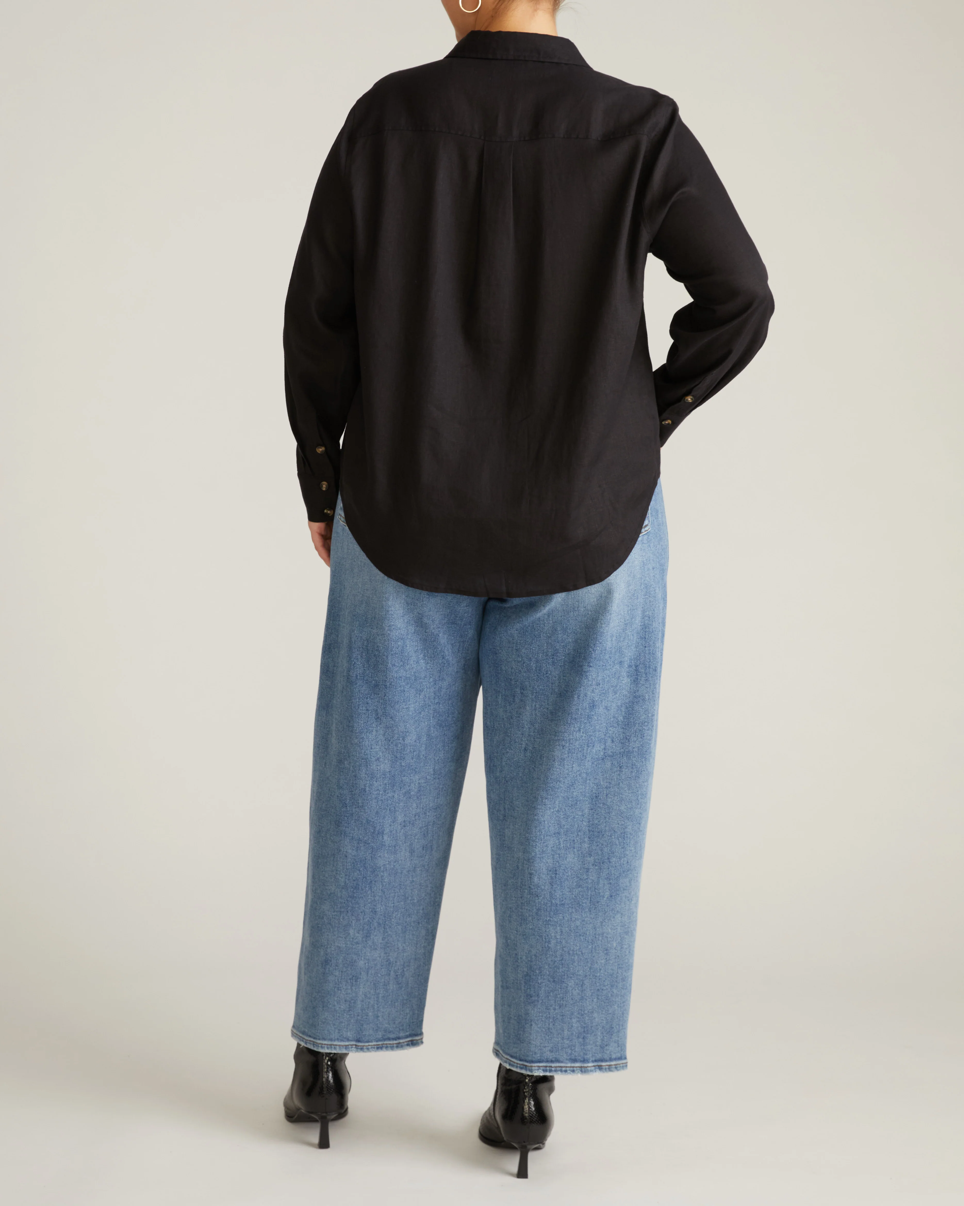 Elbe Stretch Linen Shirt - Black - Image 4