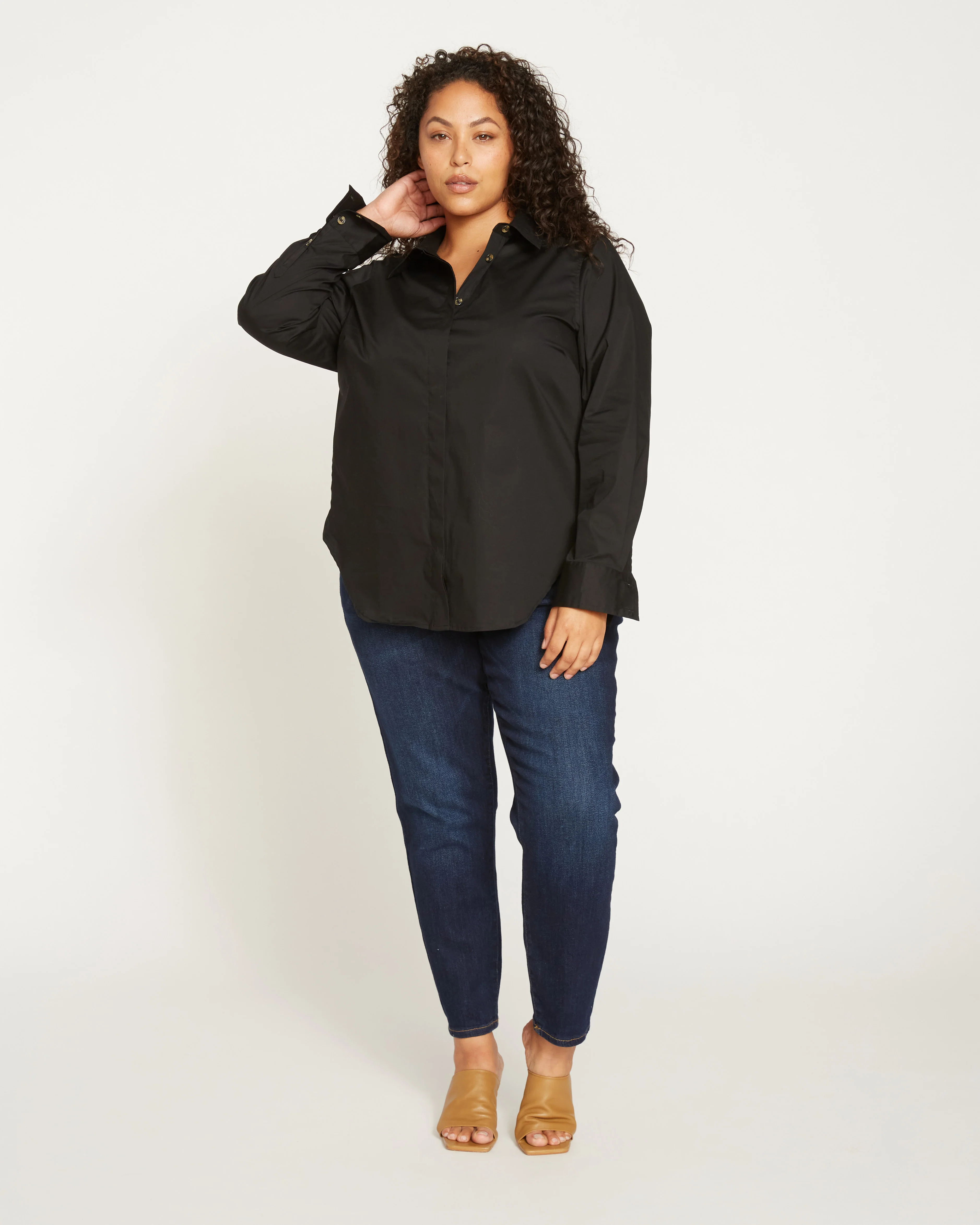 Elbe Stretch Poplin Shirt Classic Fit - Black - Image 4